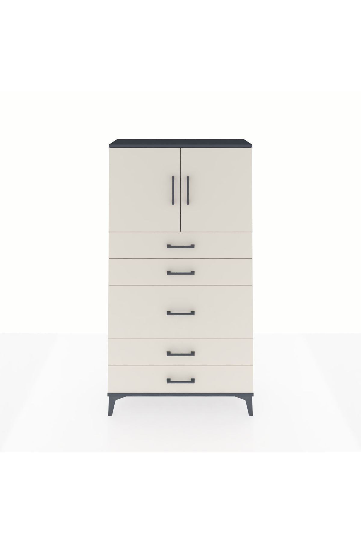 Arges Dolap 2 Raflı 5 Çekmeceli 2 Kapaklı 88x30x163 - S21M164V4A