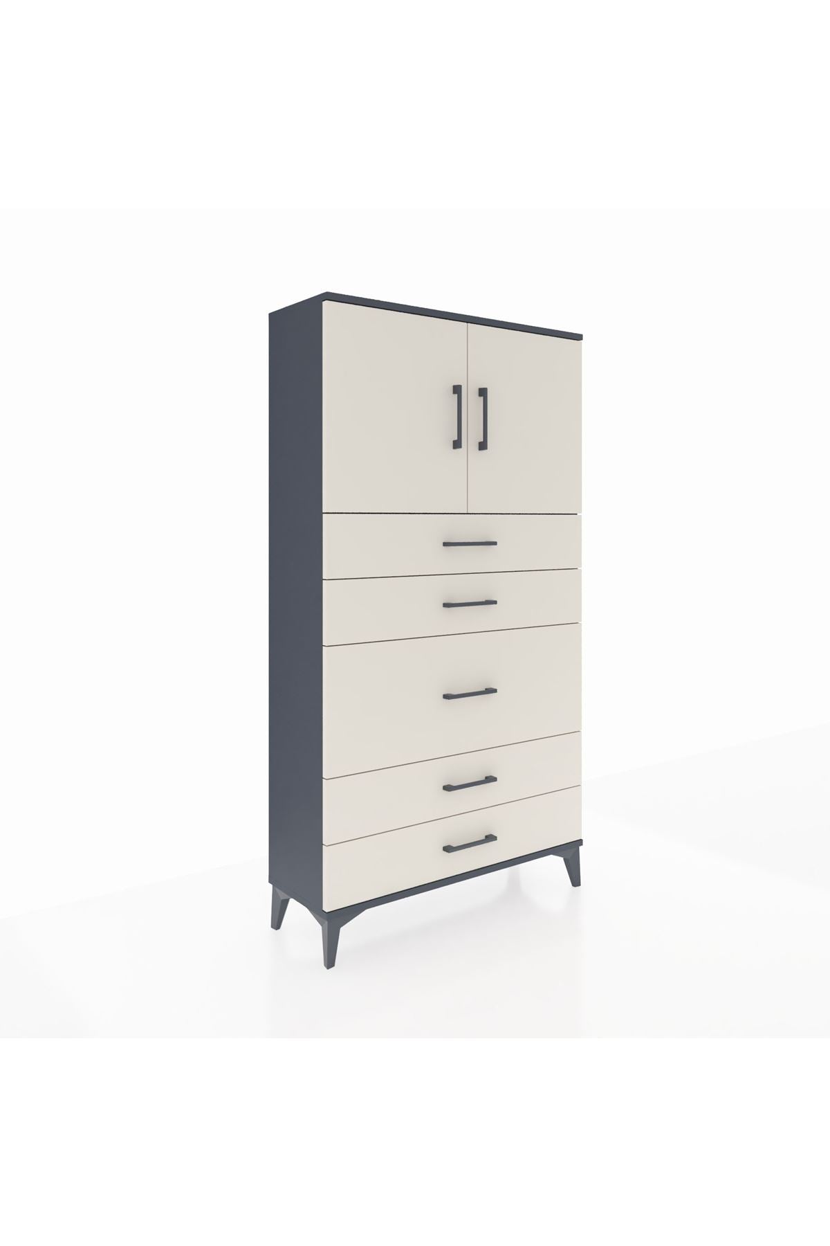 Arges Dolap 2 Raflı 5 Çekmeceli 2 Kapaklı 88x30x163 - S21M164V4A