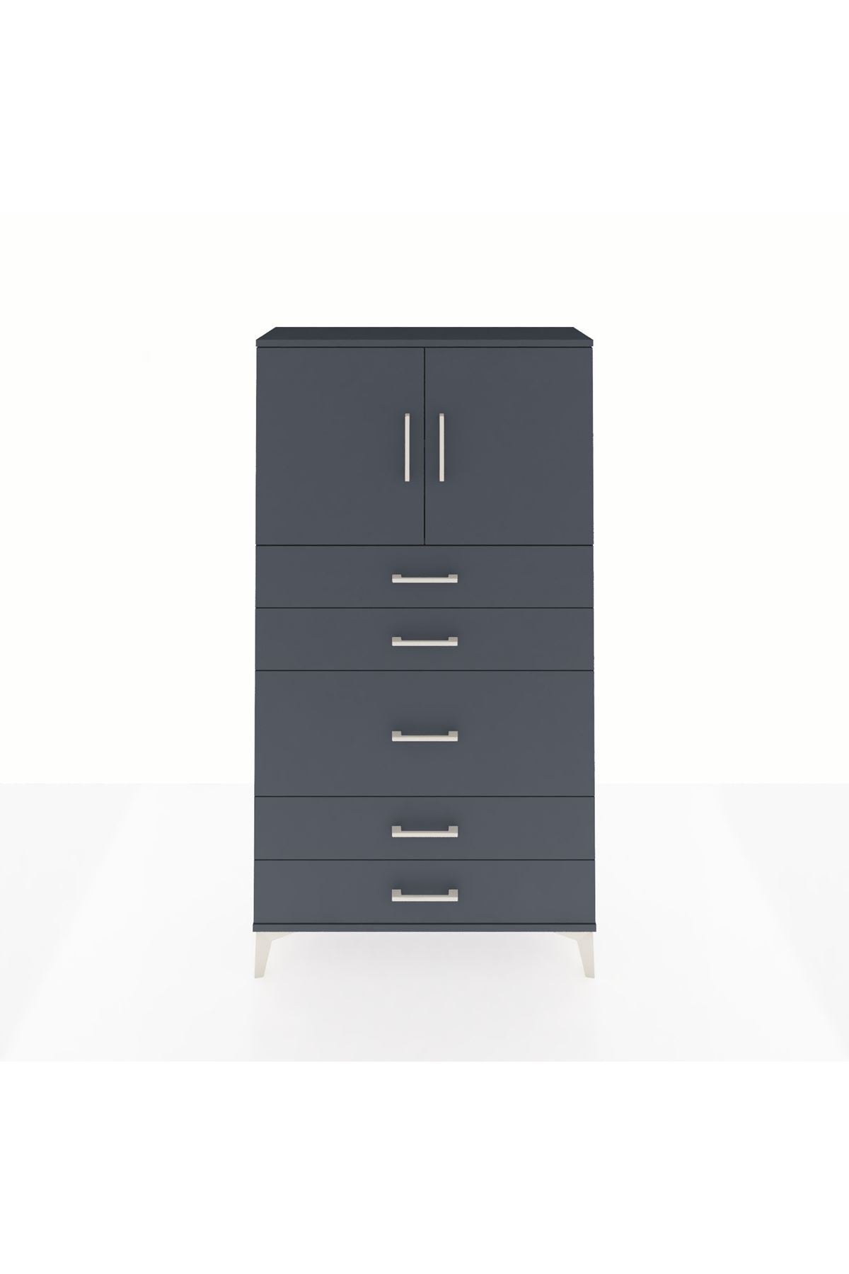 Arges Dolap 2 Raflı 5 Çekmeceli 2 Kapaklı 88x30x163 - S21M164V5A