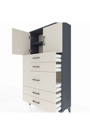 Arges Dolap 2 Raflı 5 Çekmeceli 2 Kapaklı 88x30x163 - S21M164V4A