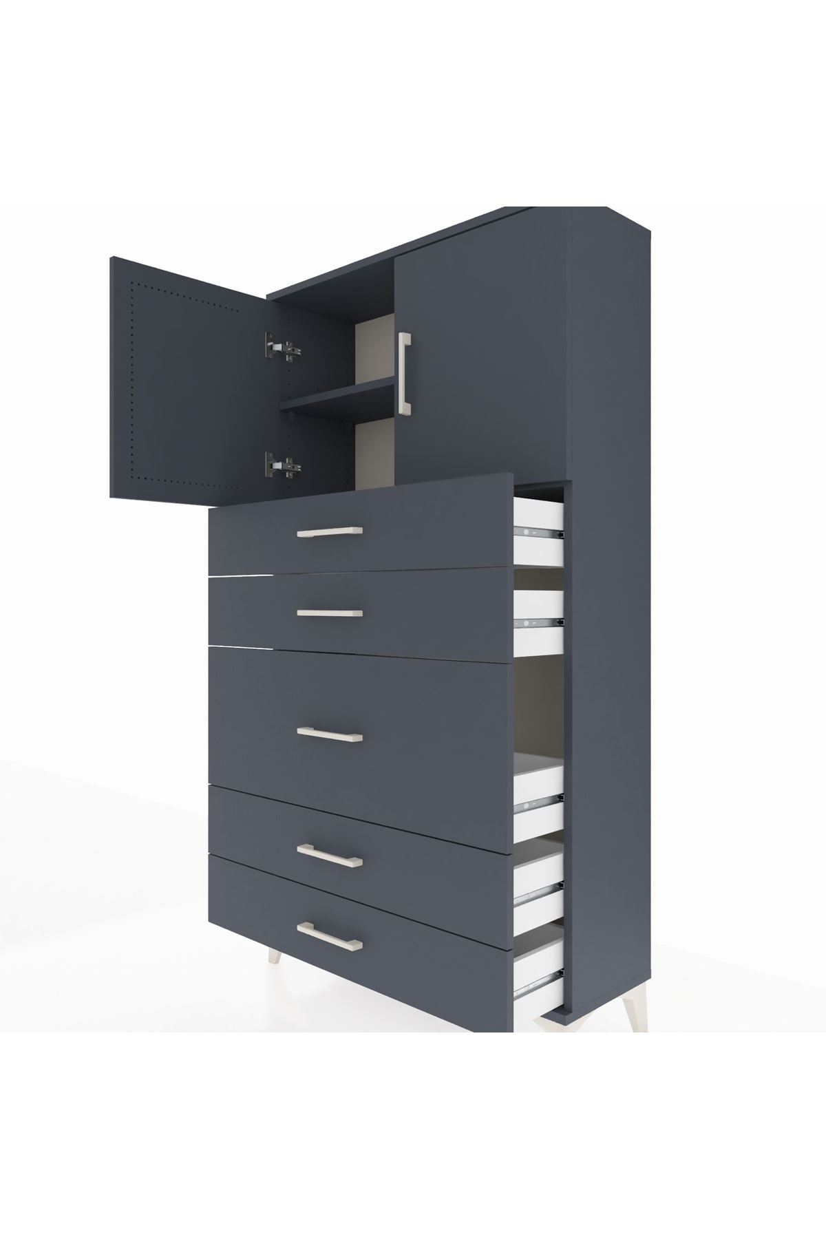 Arges Dolap 2 Raflı 5 Çekmeceli 2 Kapaklı 88x30x163 - S21M164V5A