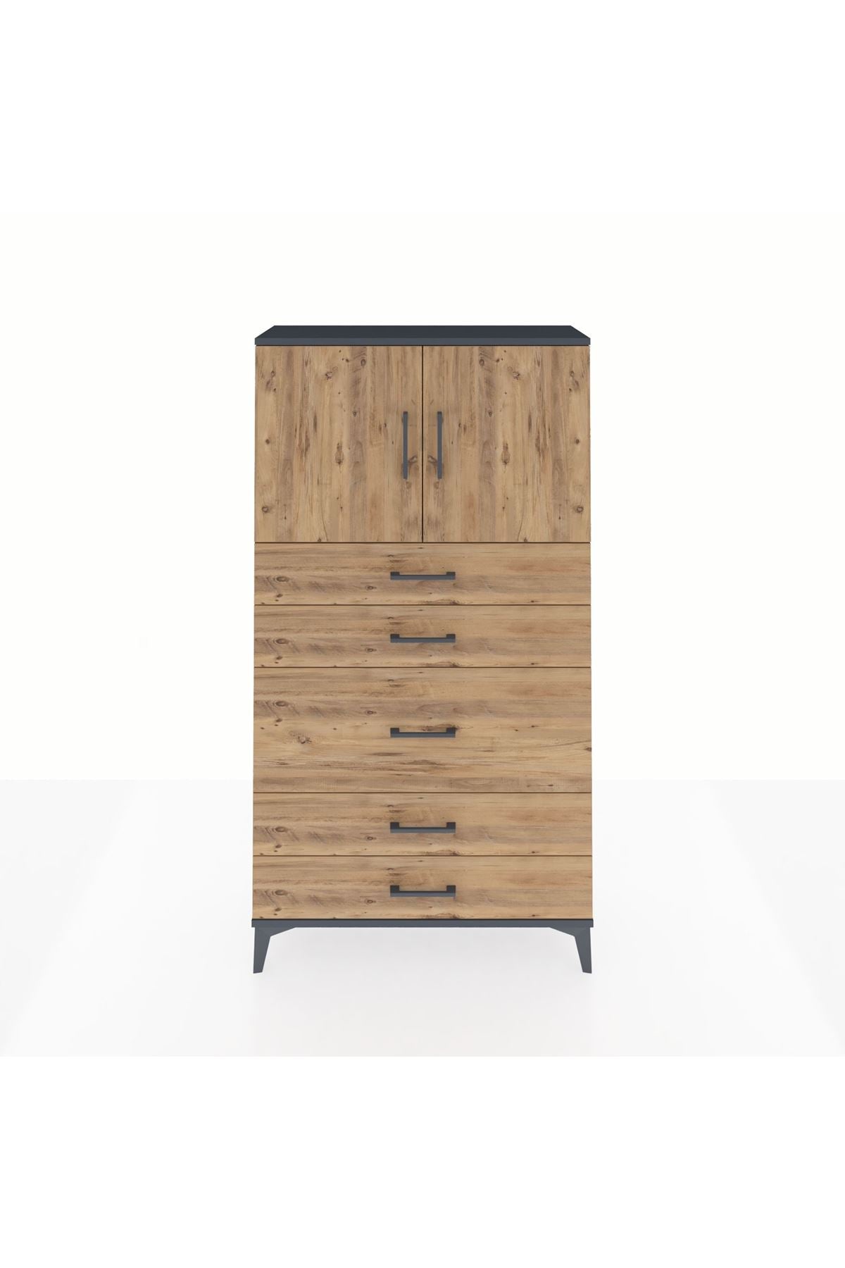 Arges Dolap 2 Raflı 5 Çekmeceli 2 Kapaklı 88x30x163 - S21M164V6A