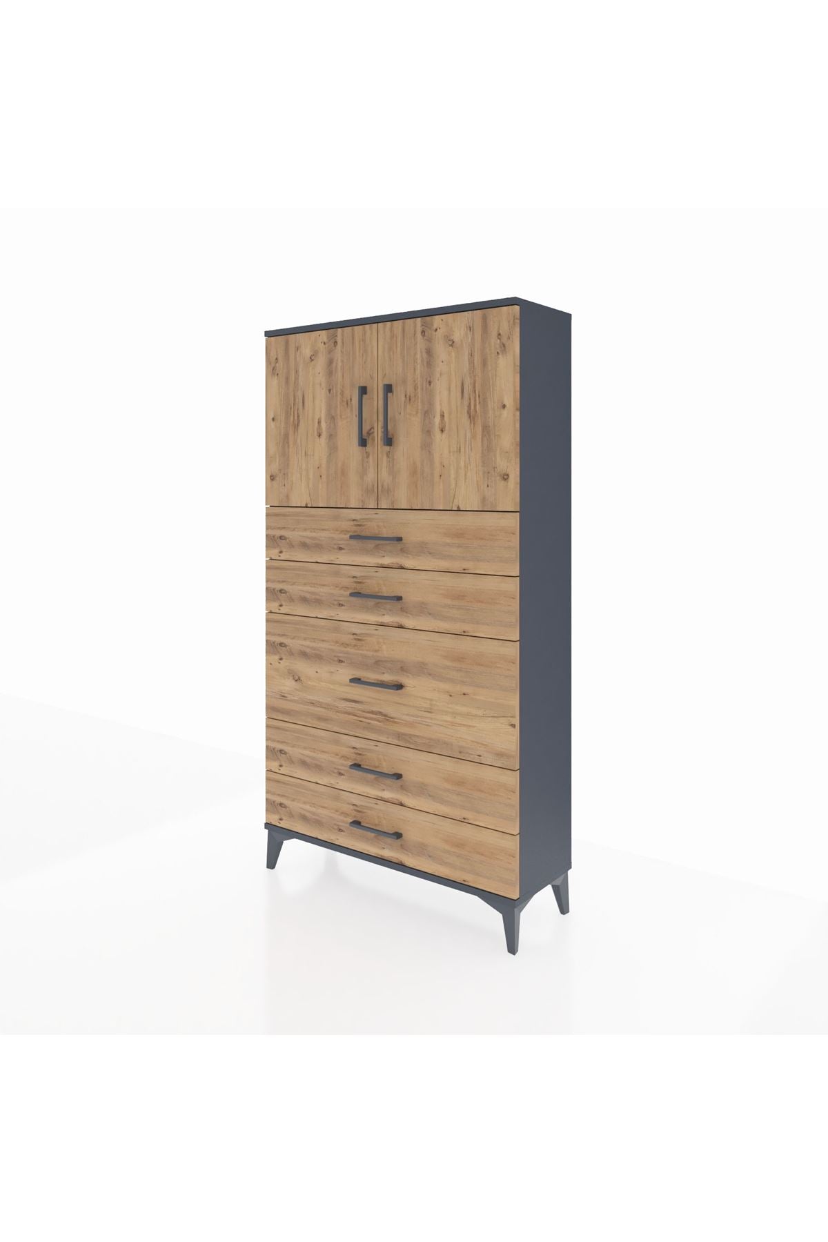 Arges Dolap 2 Raflı 5 Çekmeceli 2 Kapaklı 88x30x163 - S21M164V6A