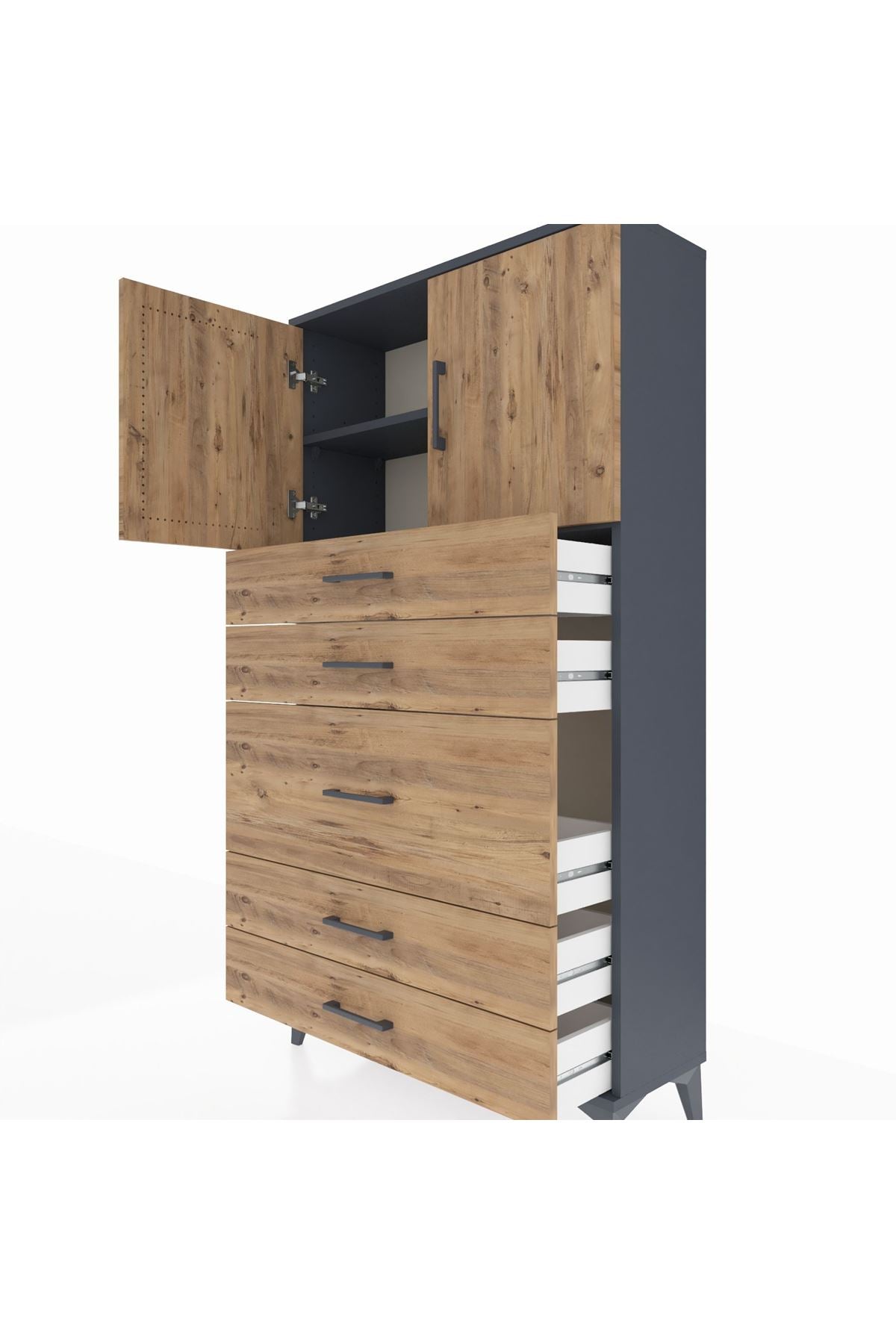 Arges Dolap 2 Raflı 5 Çekmeceli 2 Kapaklı 88x30x163 - S21M164V6A