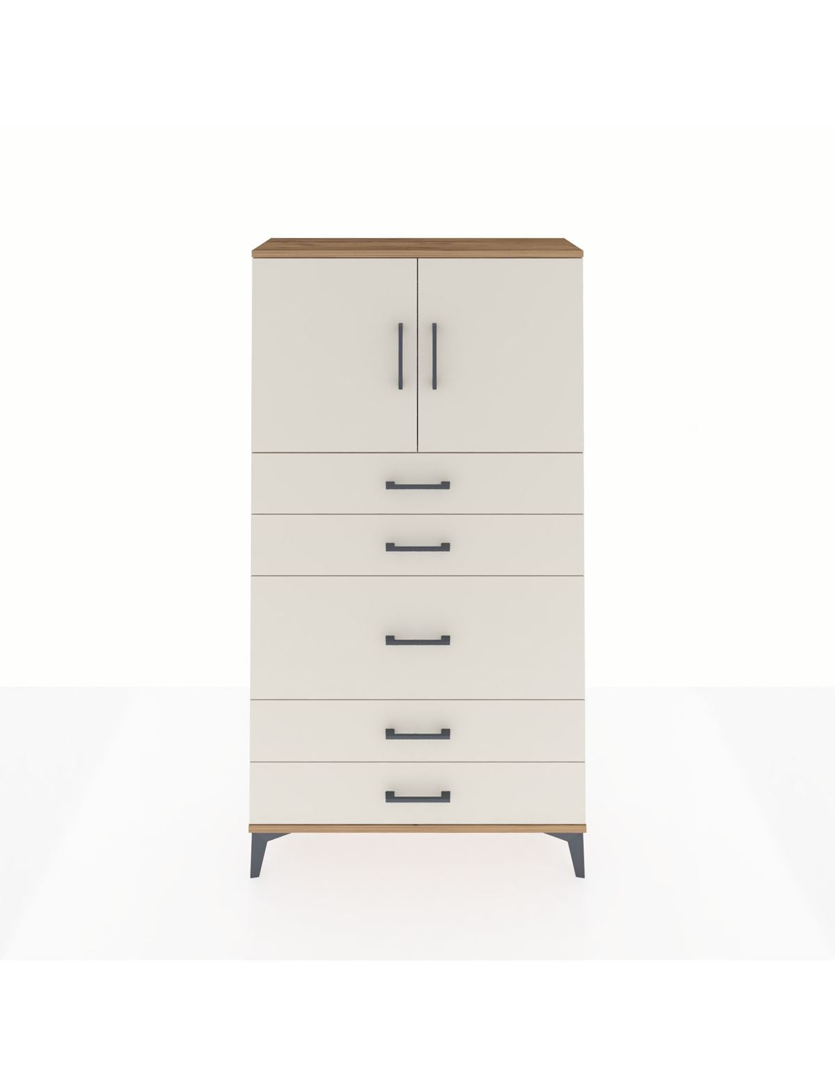 Arges Dolap 2 Raflı 5 Çekmeceli 2 Kapaklı 88x30x163 - S21M164V7A
