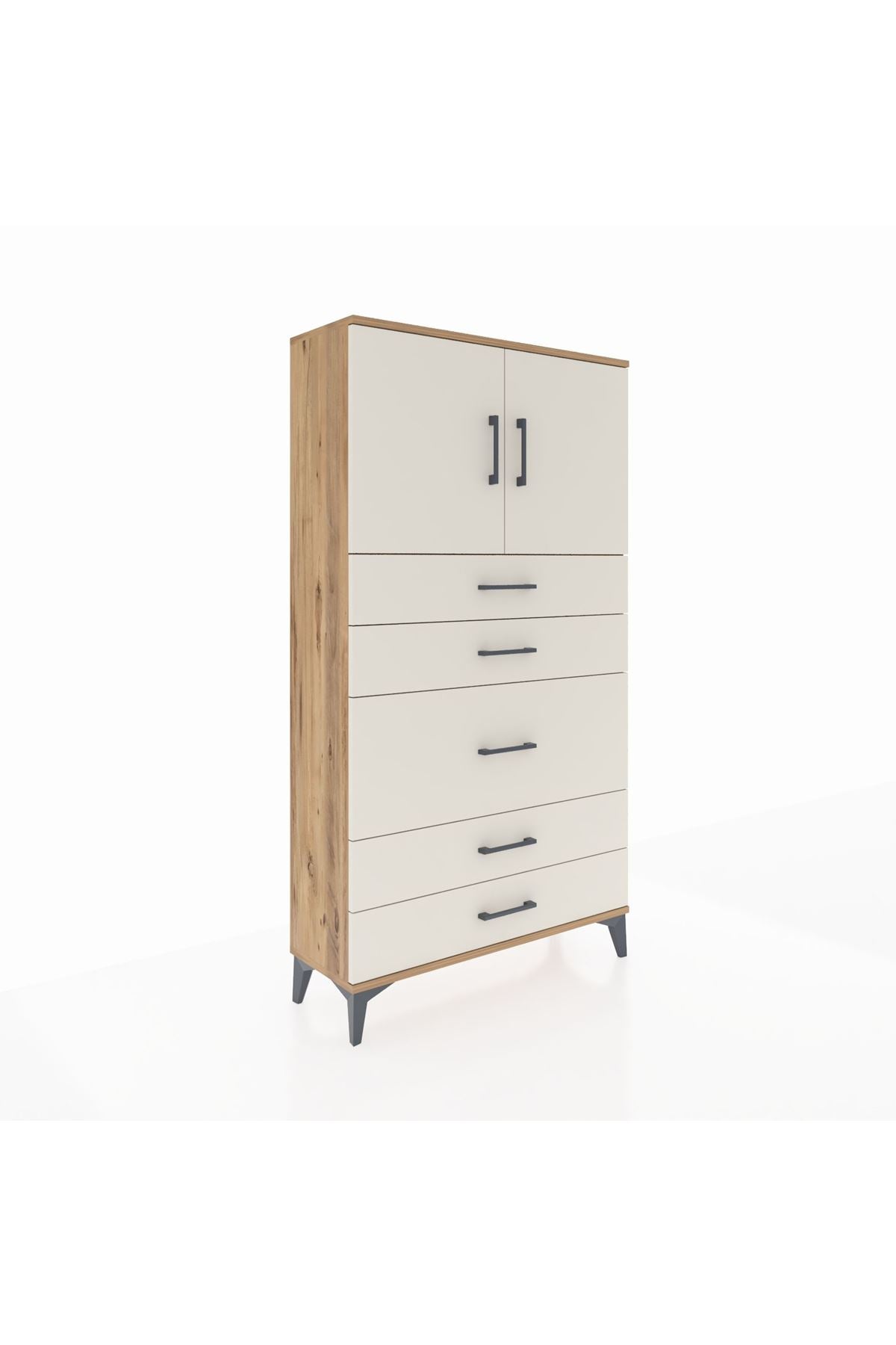 Arges Dolap 2 Raflı 5 Çekmeceli 2 Kapaklı 88x30x163 - S21M164V7A
