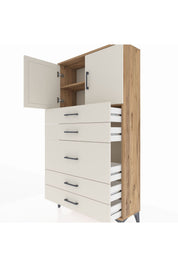 Arges Dolap 2 Raflı 5 Çekmeceli 2 Kapaklı 88x30x163 - S21M164V7A
