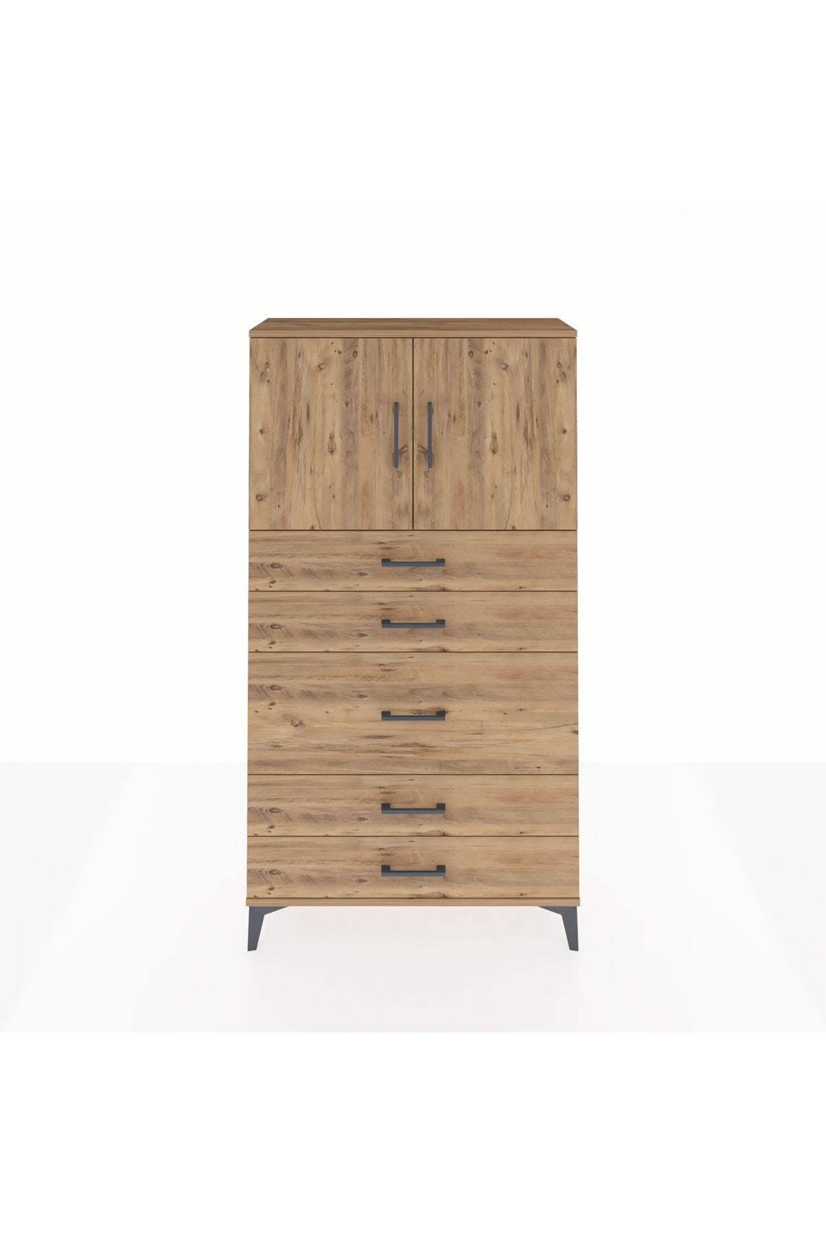 Arges Dolap 2 Raflı 5 Çekmeceli 2 Kapaklı 88x30x163 - S21M164V9A