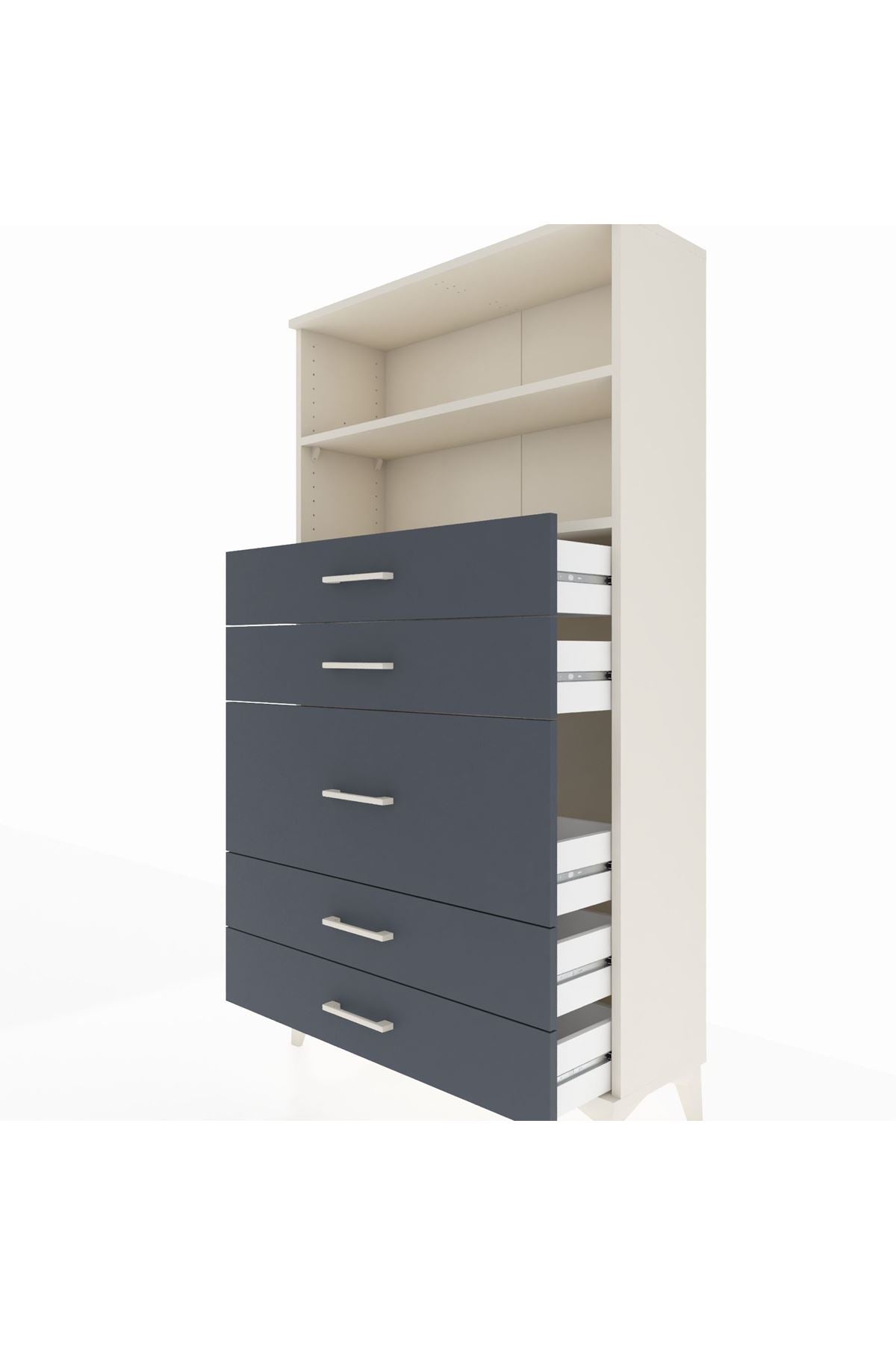 Arges Dolap 2 Raflı 5 Çekmeceli 88x30x163 - S21M165V2A