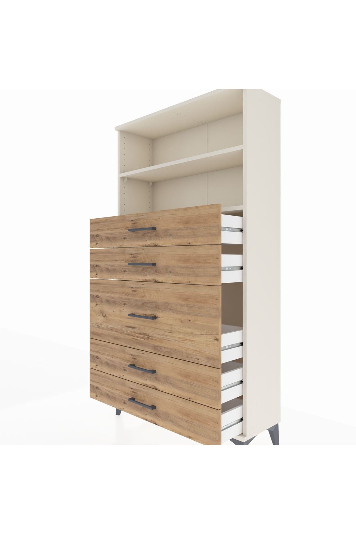 Arges Dolap 2 Raflı 5 Çekmeceli 88x30x163 - S21M165V3A