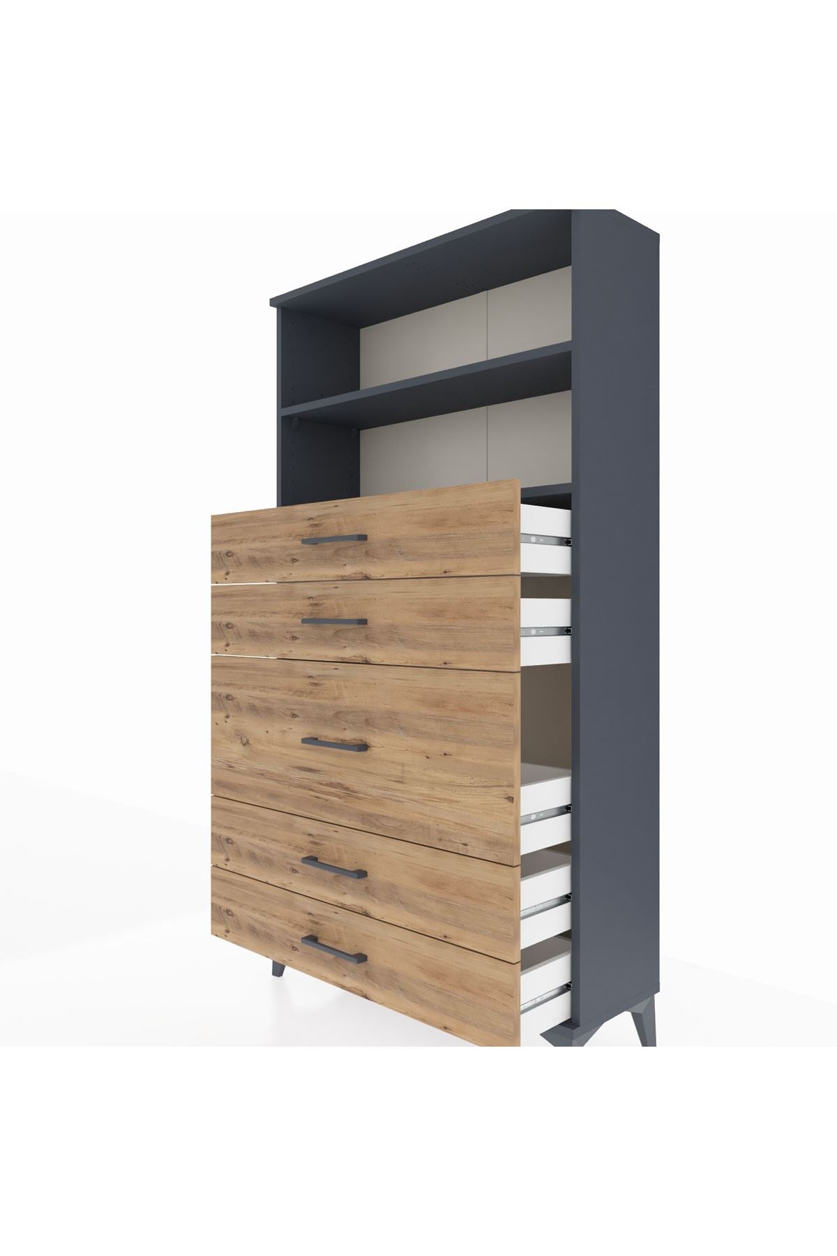 Arges Dolap 2 Raflı 5 Çekmeceli 88x30x163 - S21M165V6A