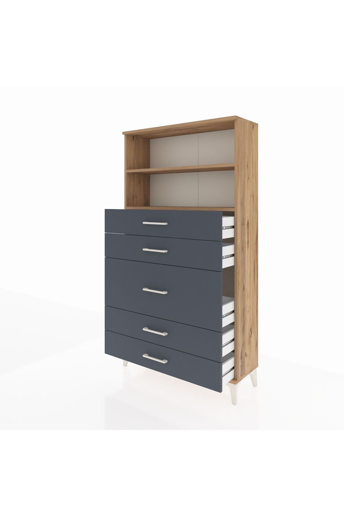 Arges Dolap 2 Raflı 5 Çekmeceli 88x30x163 - S21M165V8A