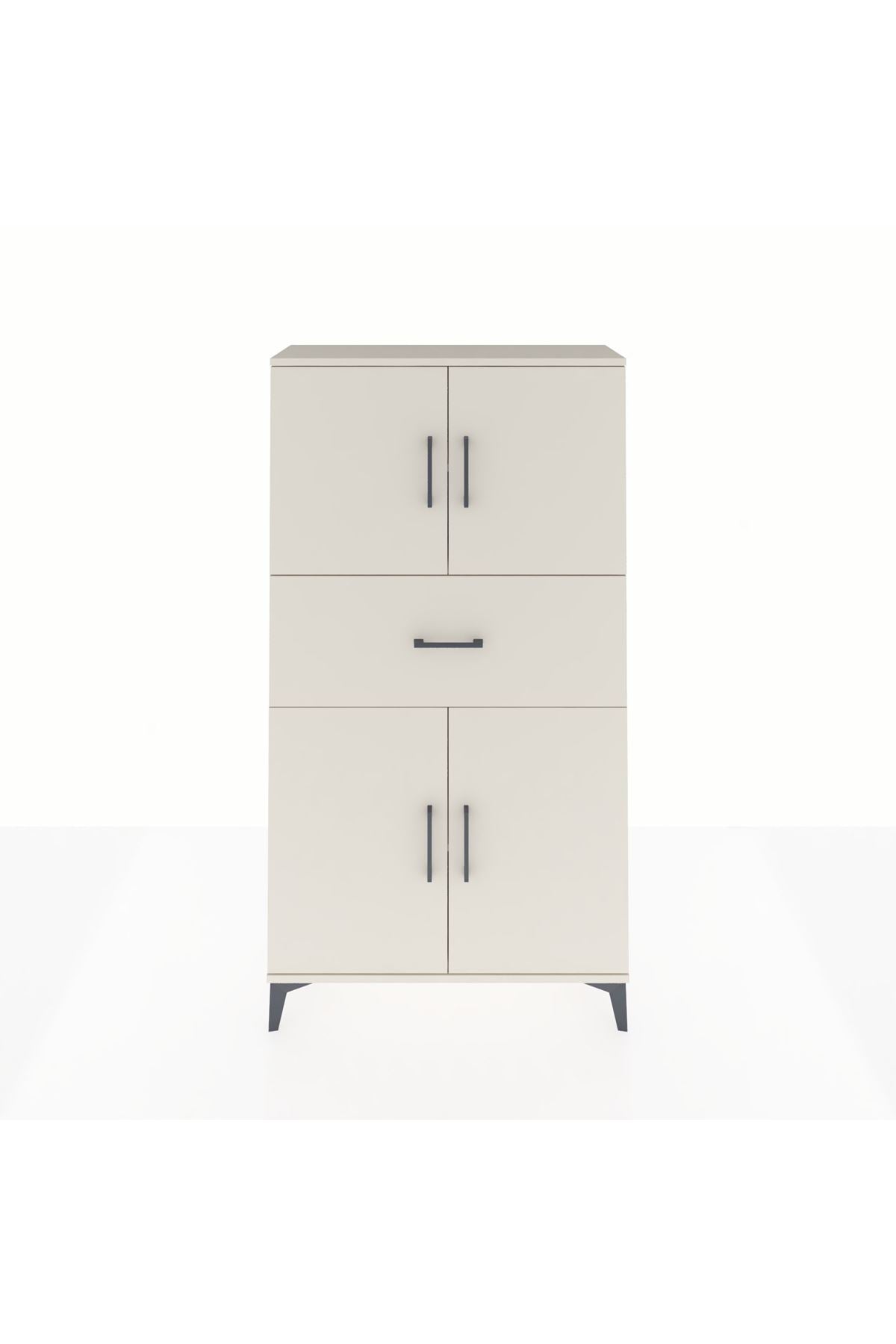 Arges Dolap 3 Raflı Tek Çekmeceli 4 Kapaklı 88x30x163 - S21M166V1A