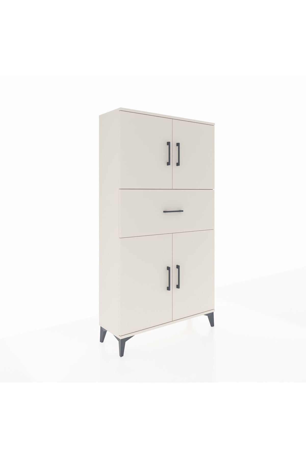Arges Dolap 3 Raflı Tek Çekmeceli 4 Kapaklı 88x30x163 - S21M166V1A