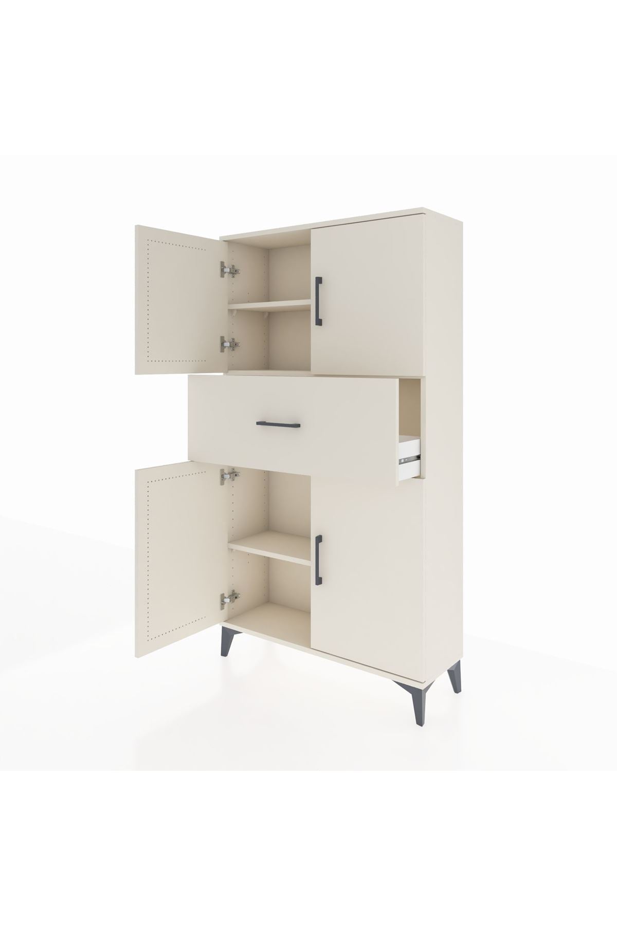 Arges Dolap 3 Raflı Tek Çekmeceli 4 Kapaklı 88x30x163 - S21M166V1A