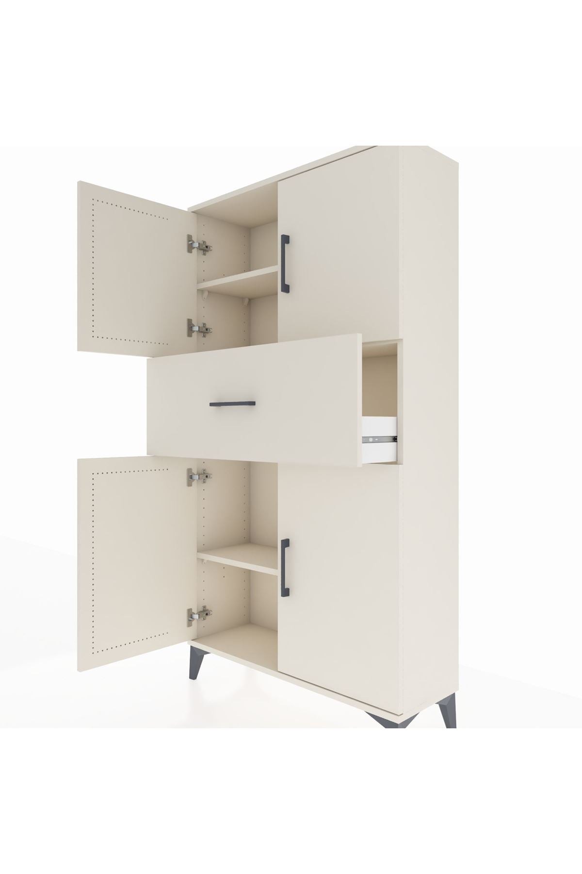 Arges Dolap 3 Raflı Tek Çekmeceli 4 Kapaklı 88x30x163 - S21M166V1A