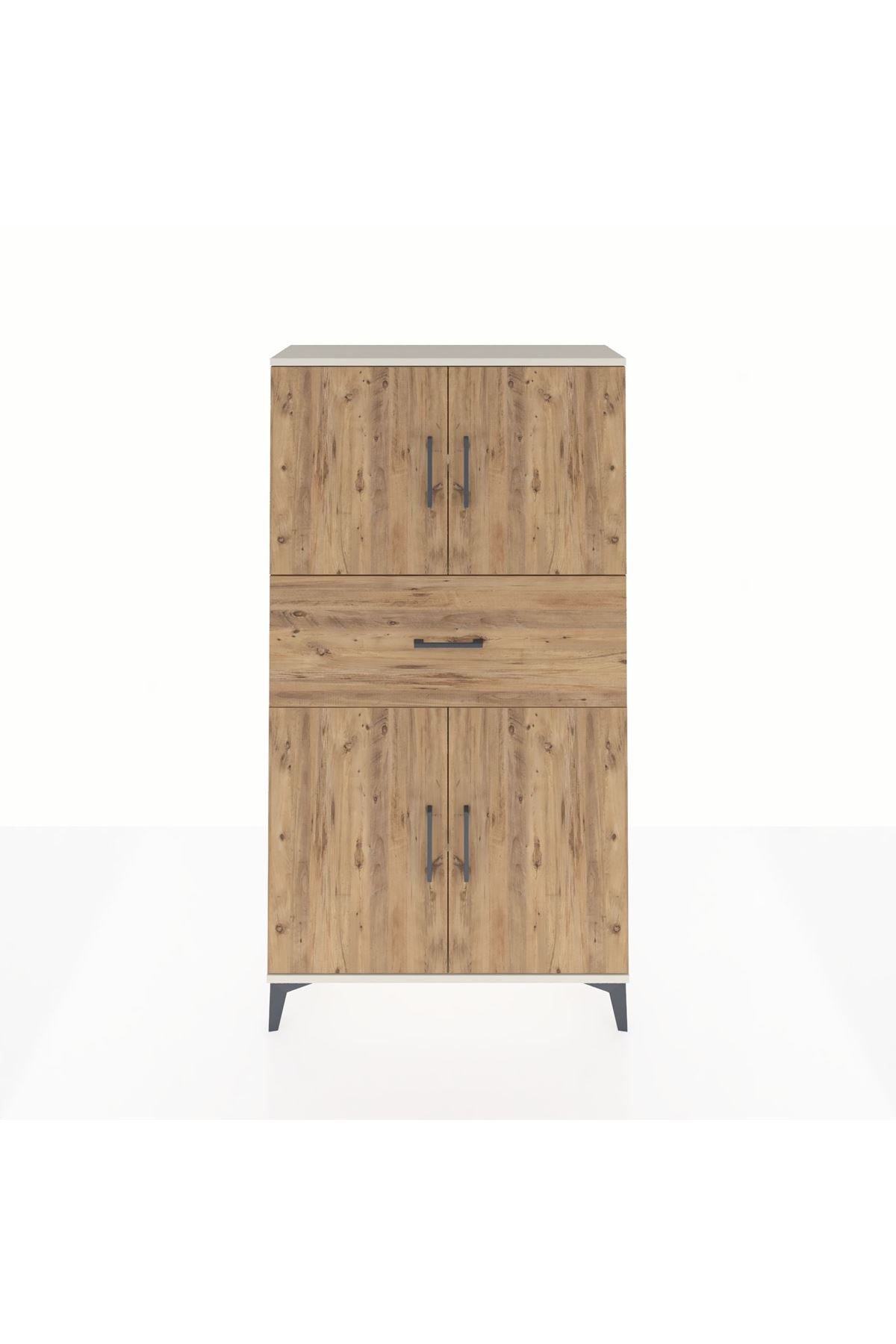 Arges Dolap 3 Raflı Tek Çekmeceli 4 Kapaklı 88x30x163 - S21M166V3A