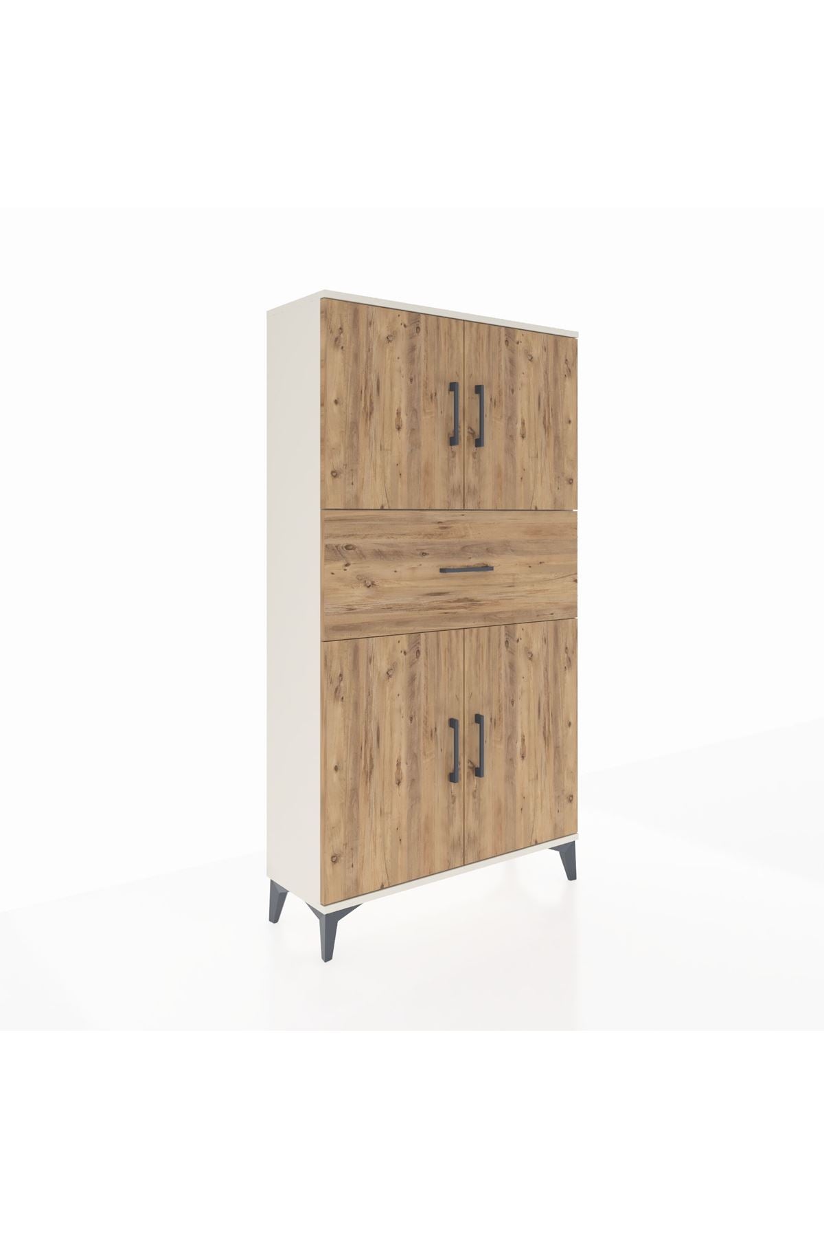 Arges Dolap 3 Raflı Tek Çekmeceli 4 Kapaklı 88x30x163 - S21M166V3A