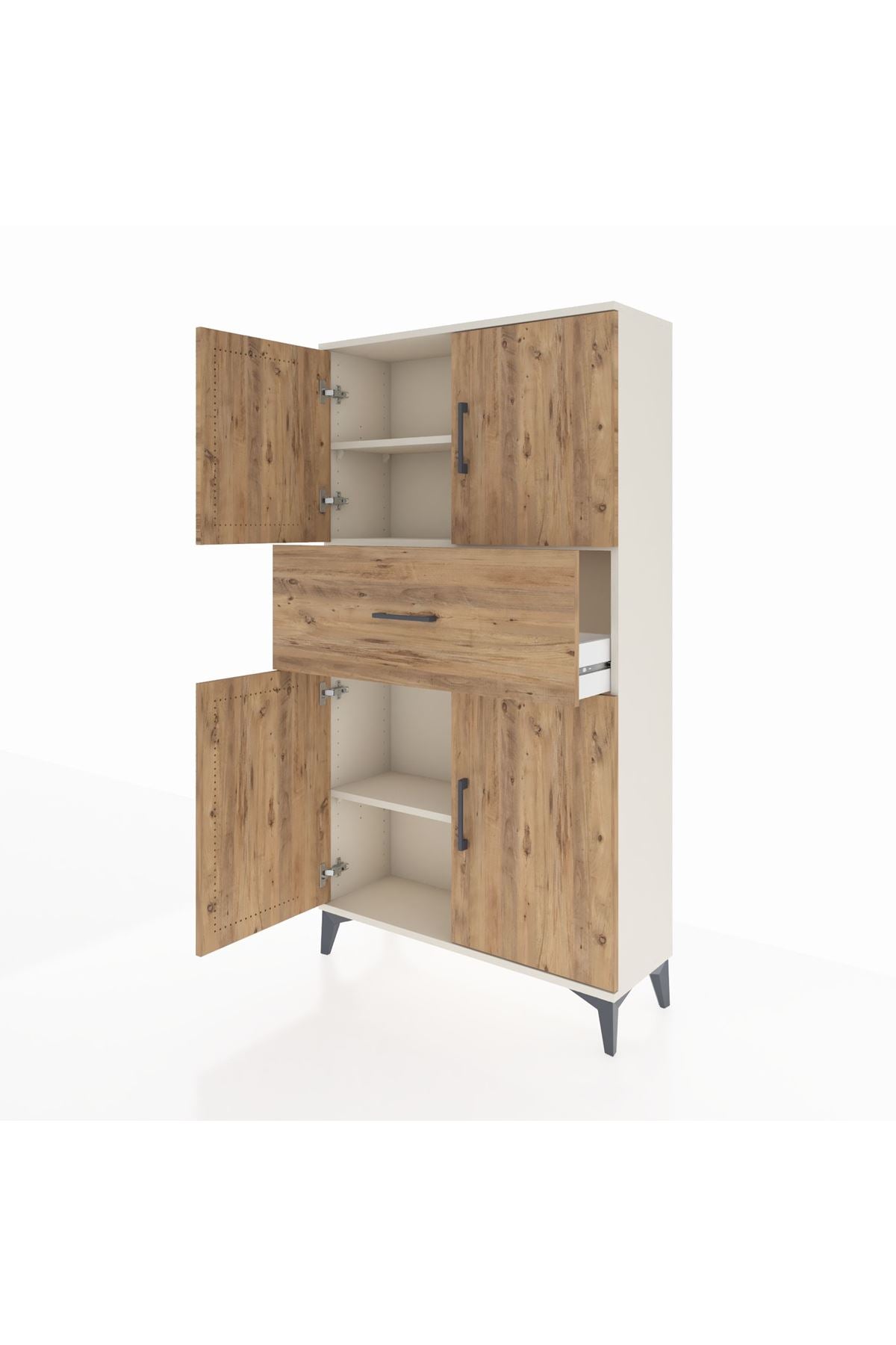 Arges Dolap 3 Raflı Tek Çekmeceli 4 Kapaklı 88x30x163 - S21M166V3A