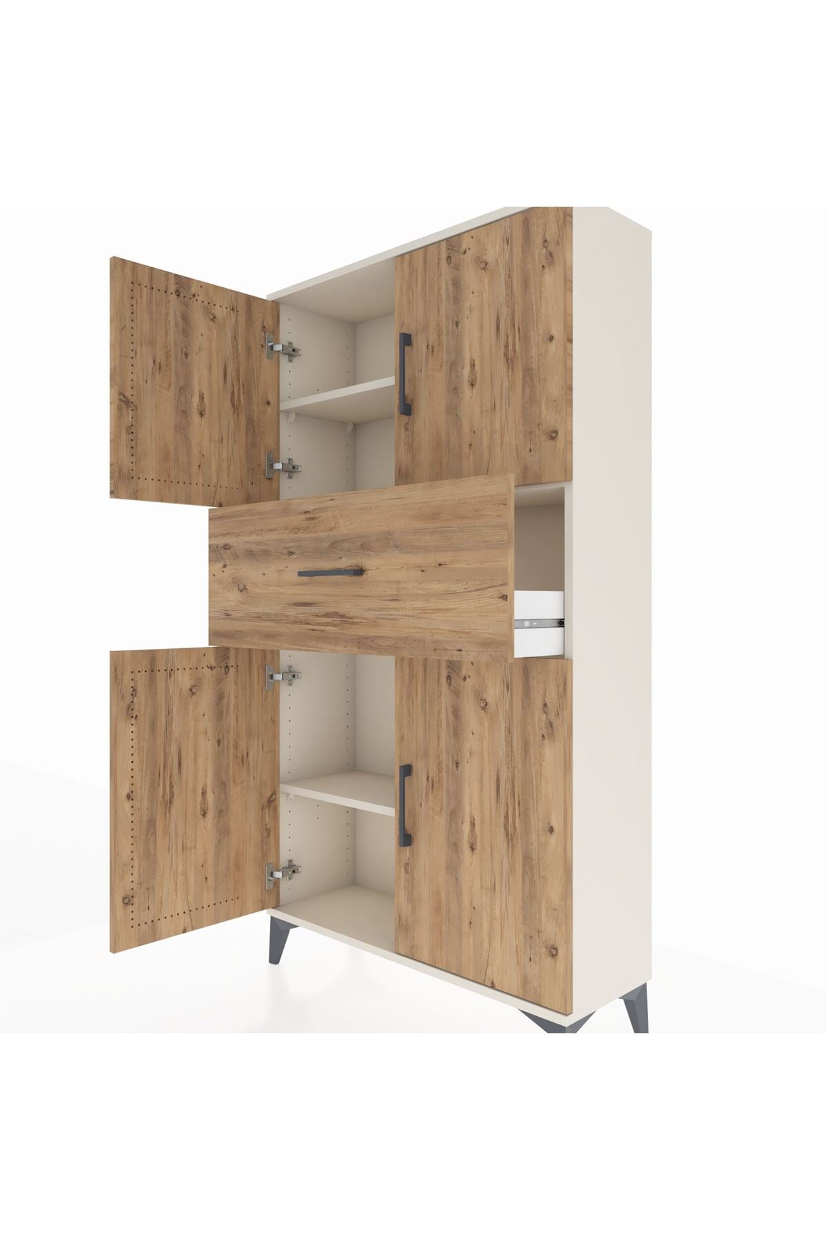 Arges Dolap 3 Raflı Tek Çekmeceli 4 Kapaklı 88x30x163 - S21M166V3A