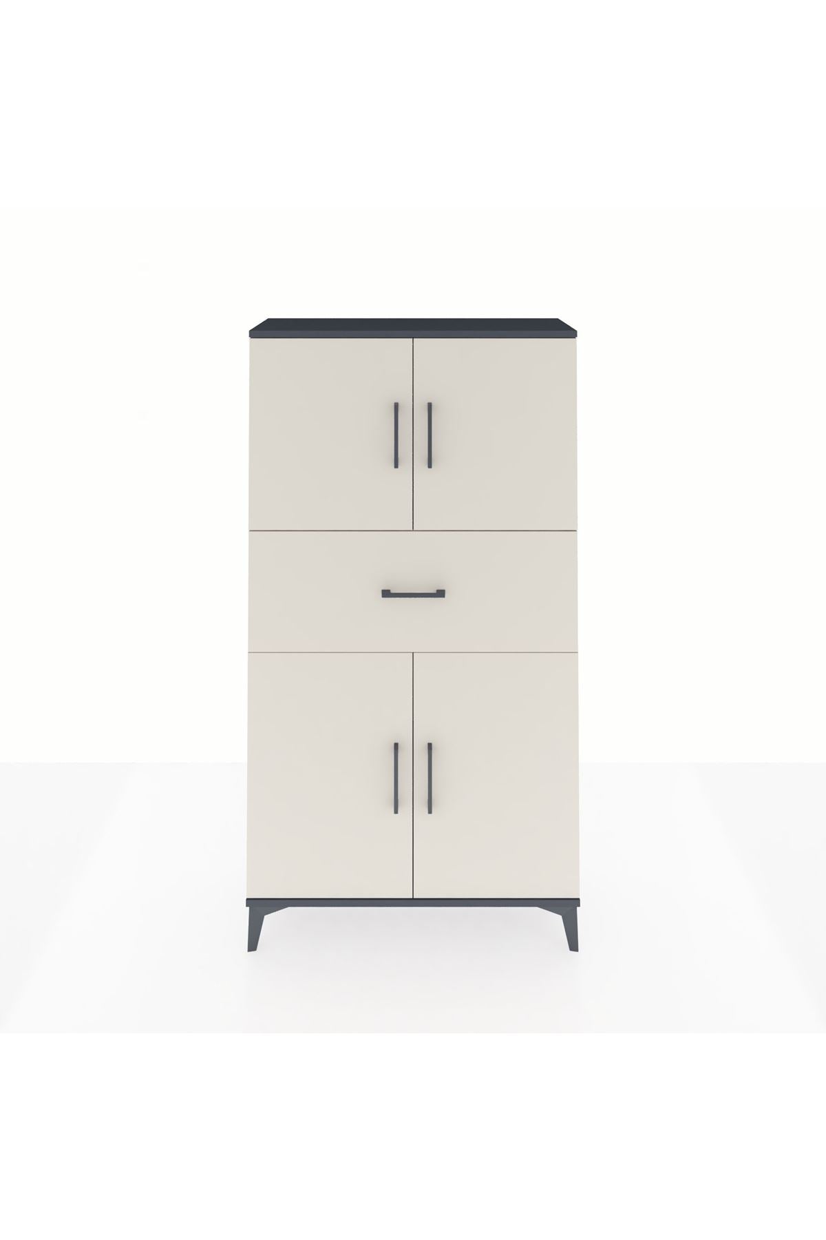 Arges Dolap 3 Raflı Tek Çekmeceli 4 Kapaklı 88x30x163 - S21M166V4A