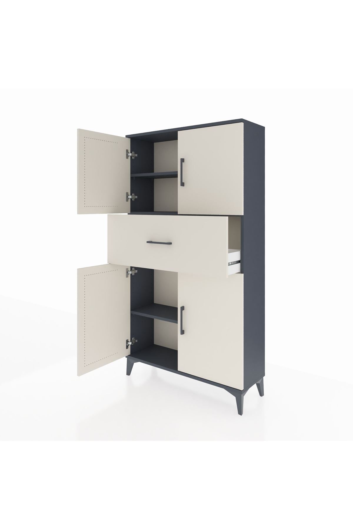 Arges Dolap 3 Raflı Tek Çekmeceli 4 Kapaklı 88x30x163 - S21M166V4A