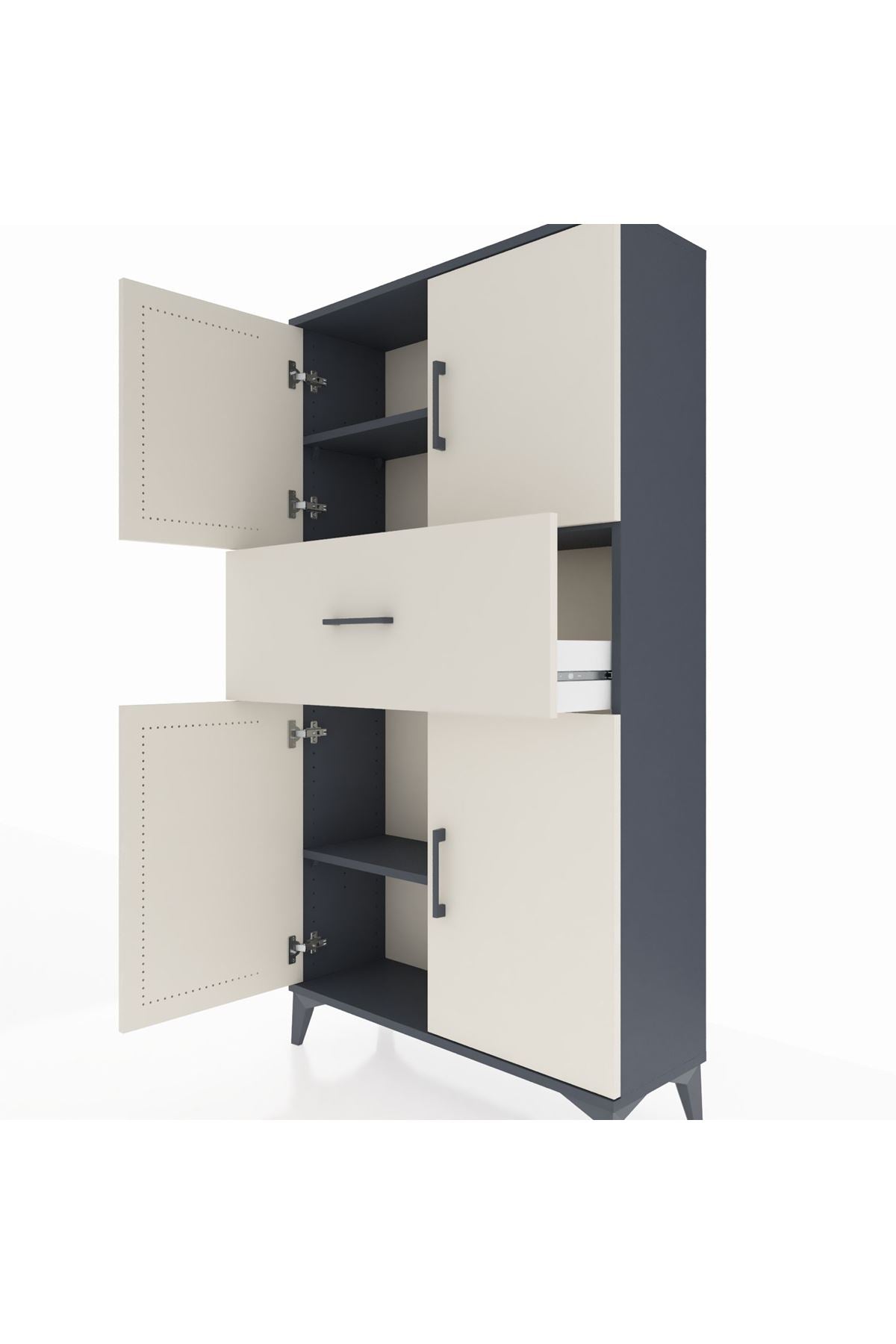 Arges Dolap 3 Raflı Tek Çekmeceli 4 Kapaklı 88x30x163 - S21M166V4A