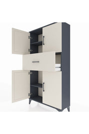 Arges Dolap 3 Raflı Tek Çekmeceli 4 Kapaklı 88x30x163 - S21M166V4A