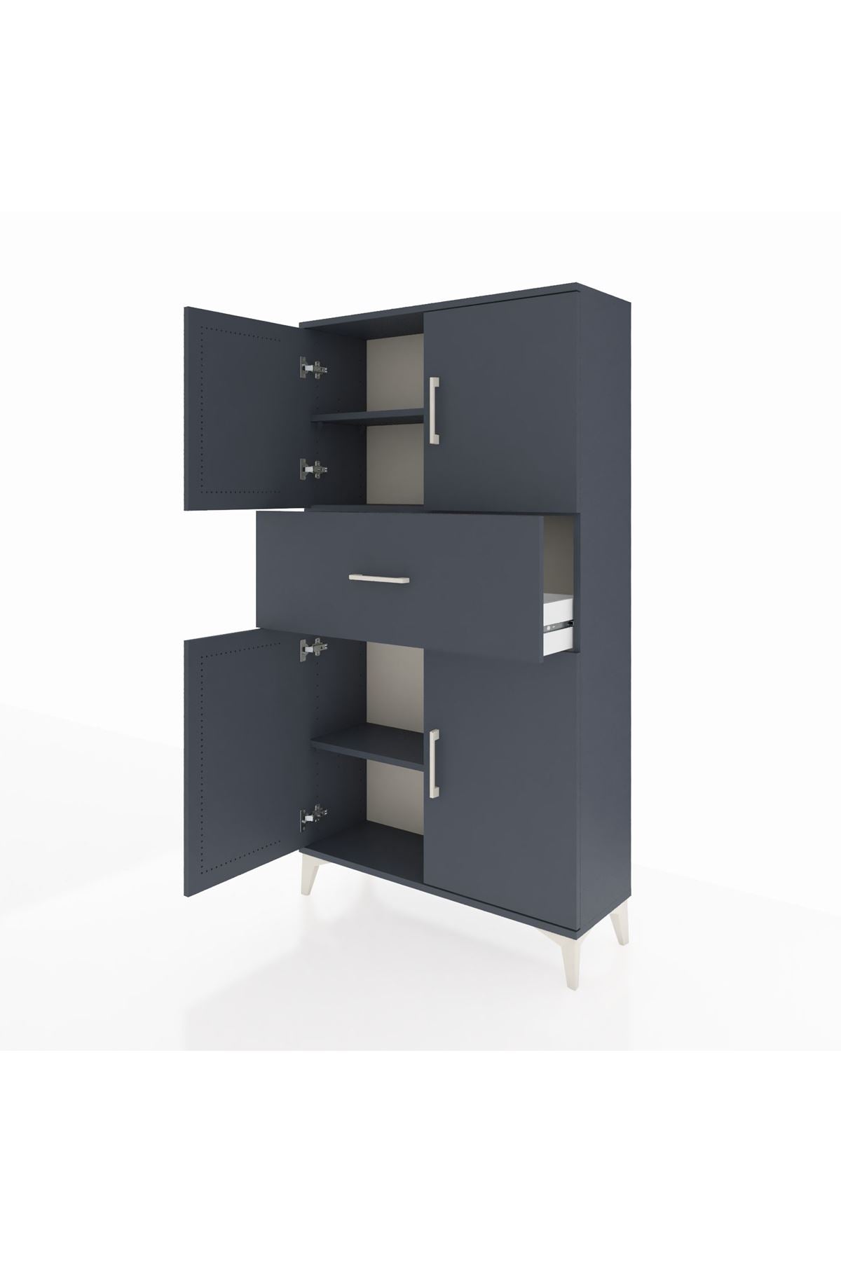 Arges Dolap 3 Raflı Tek Çekmeceli 4 Kapaklı 88x30x163 - S21M166V5A