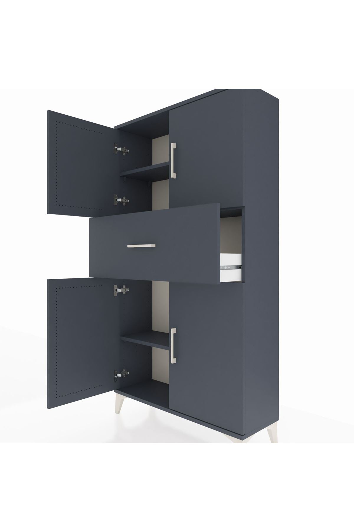 Arges Dolap 3 Raflı Tek Çekmeceli 4 Kapaklı 88x30x163 - S21M166V5A