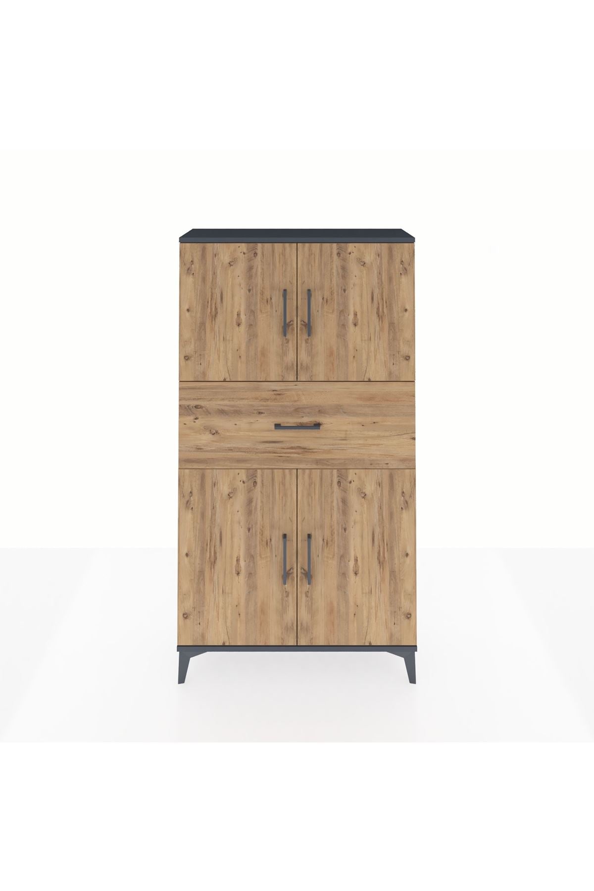 Arges Dolap 3 Raflı Tek Çekmeceli 4 Kapaklı 88x30x163 - S21M166V6A