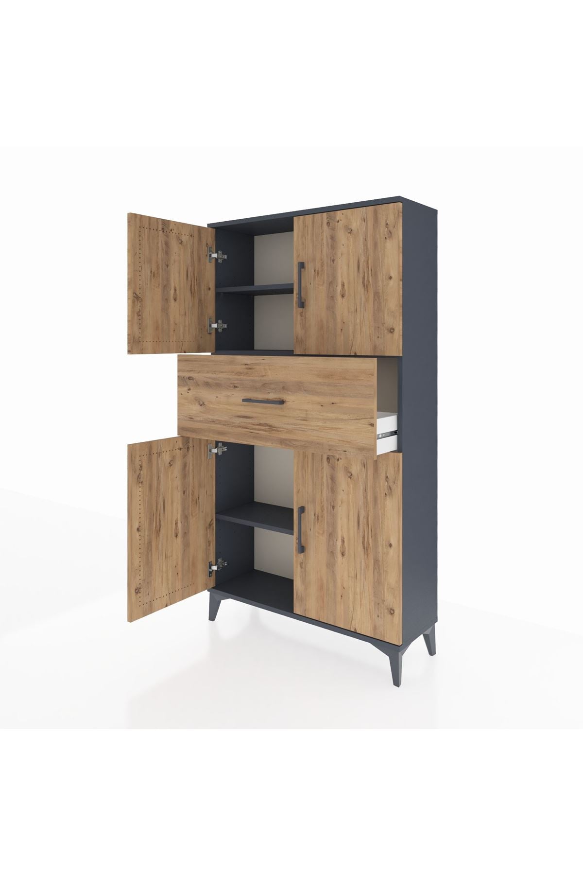 Arges Dolap 3 Raflı Tek Çekmeceli 4 Kapaklı 88x30x163 - S21M166V6A