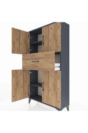 Arges Dolap 3 Raflı Tek Çekmeceli 4 Kapaklı 88x30x163 - S21M166V6A