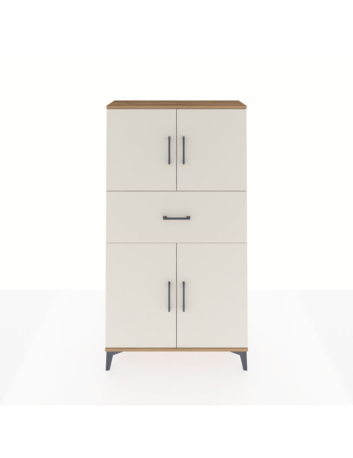 Arges Dolap 3 Raflı Tek Çekmeceli 4 Kapaklı 88x30x163 - S21M166V7A