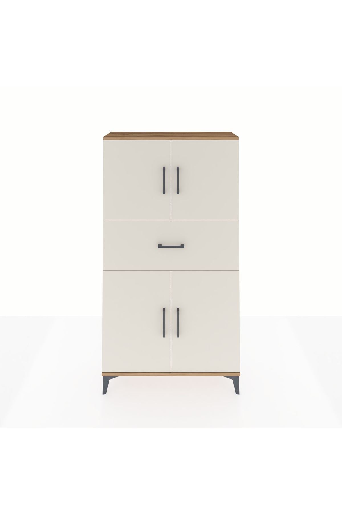 Arges Dolap 3 Raflı Tek Çekmeceli 4 Kapaklı 88x30x163 - S21M166V7A