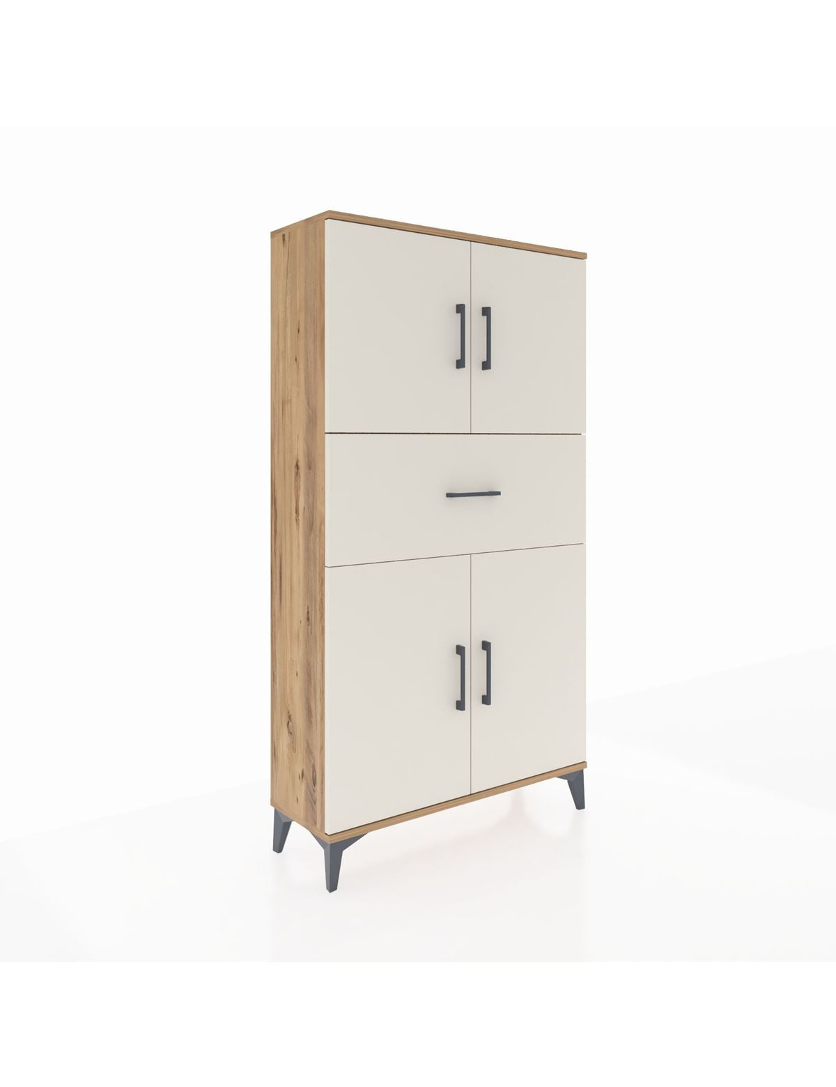 Arges Dolap 3 Raflı Tek Çekmeceli 4 Kapaklı 88x30x163 - S21M166V7A
