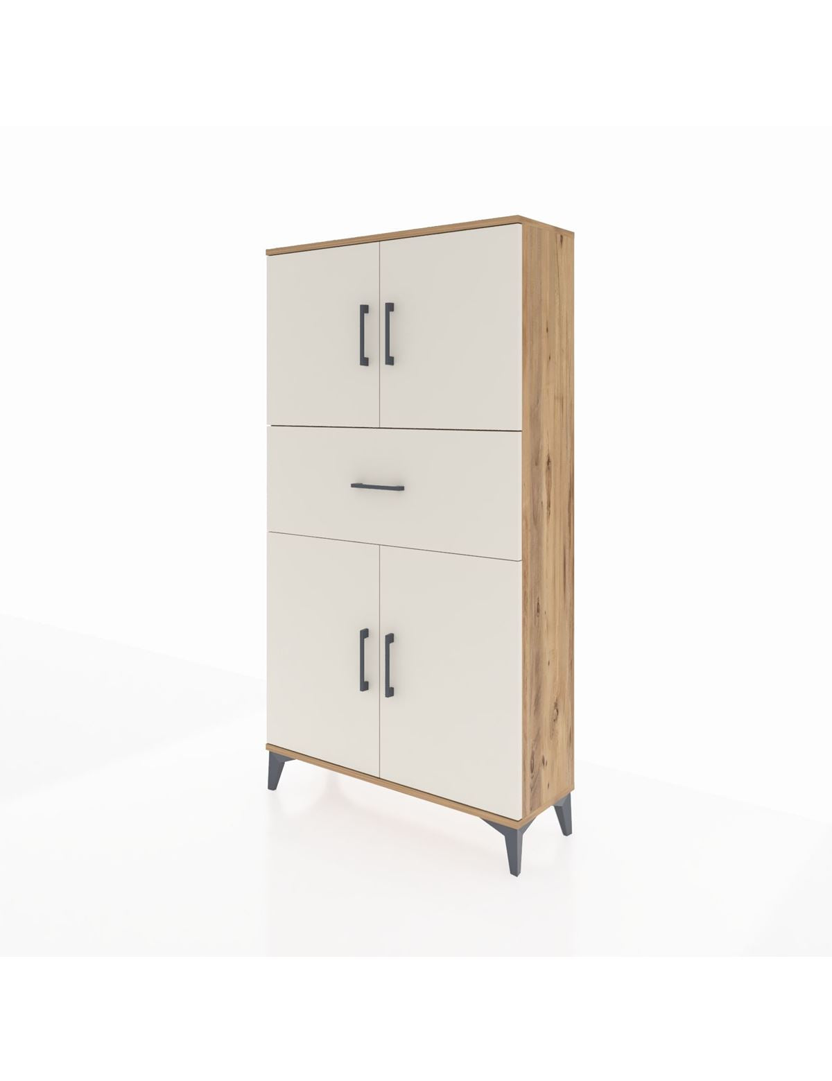 Arges Dolap 3 Raflı Tek Çekmeceli 4 Kapaklı 88x30x163 - S21M166V7A