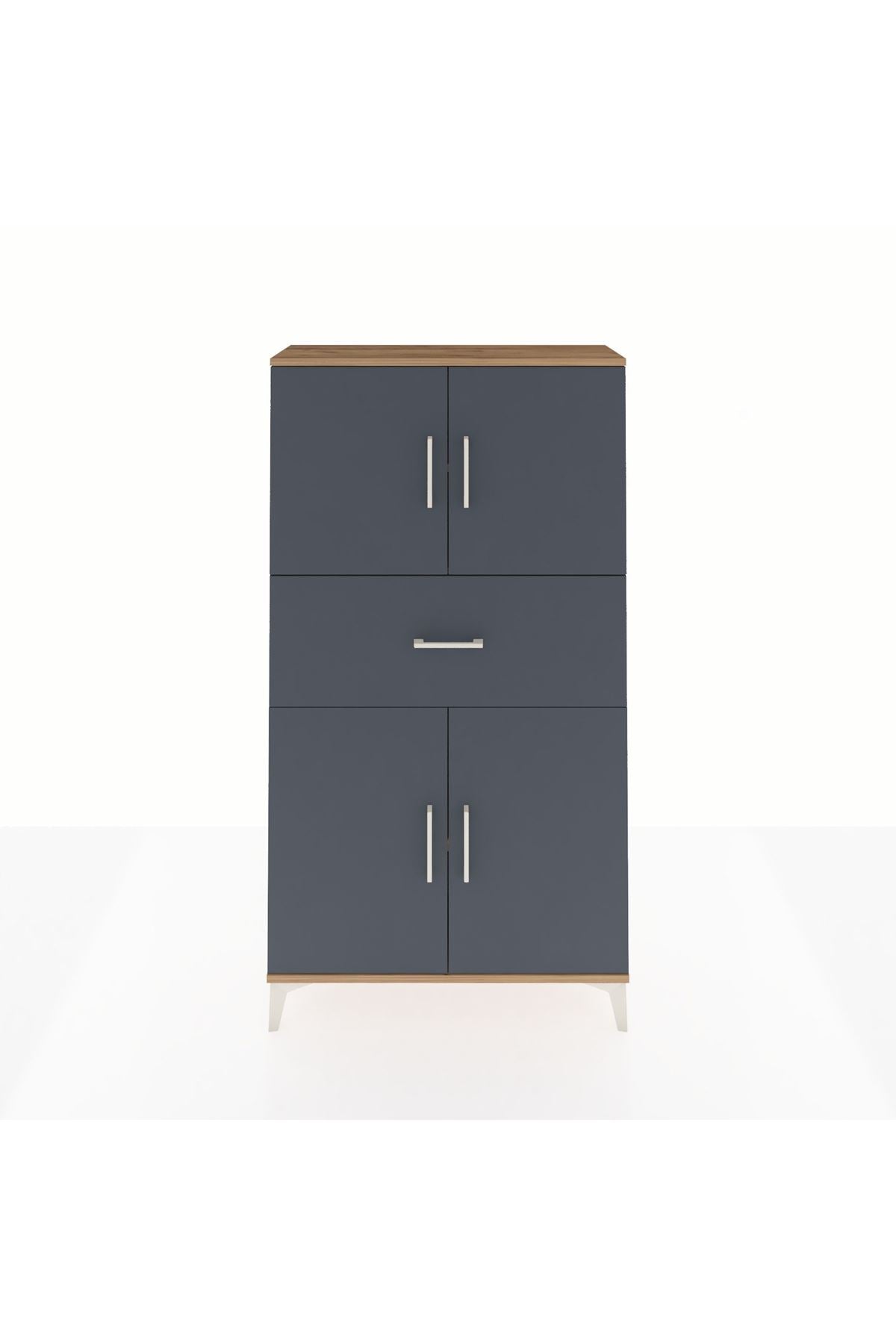 Arges Dolap 3 Raflı Tek Çekmeceli 4 Kapaklı 88x30x163 - S21M166V8A