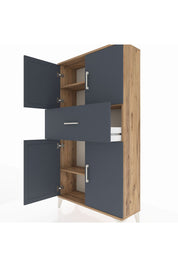 Arges Dolap 3 Raflı Tek Çekmeceli 4 Kapaklı 88x30x163 - S21M166V8A