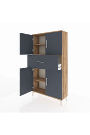 Arges Dolap 3 Raflı Tek Çekmeceli 4 Kapaklı 88x30x163 - S21M166V8A