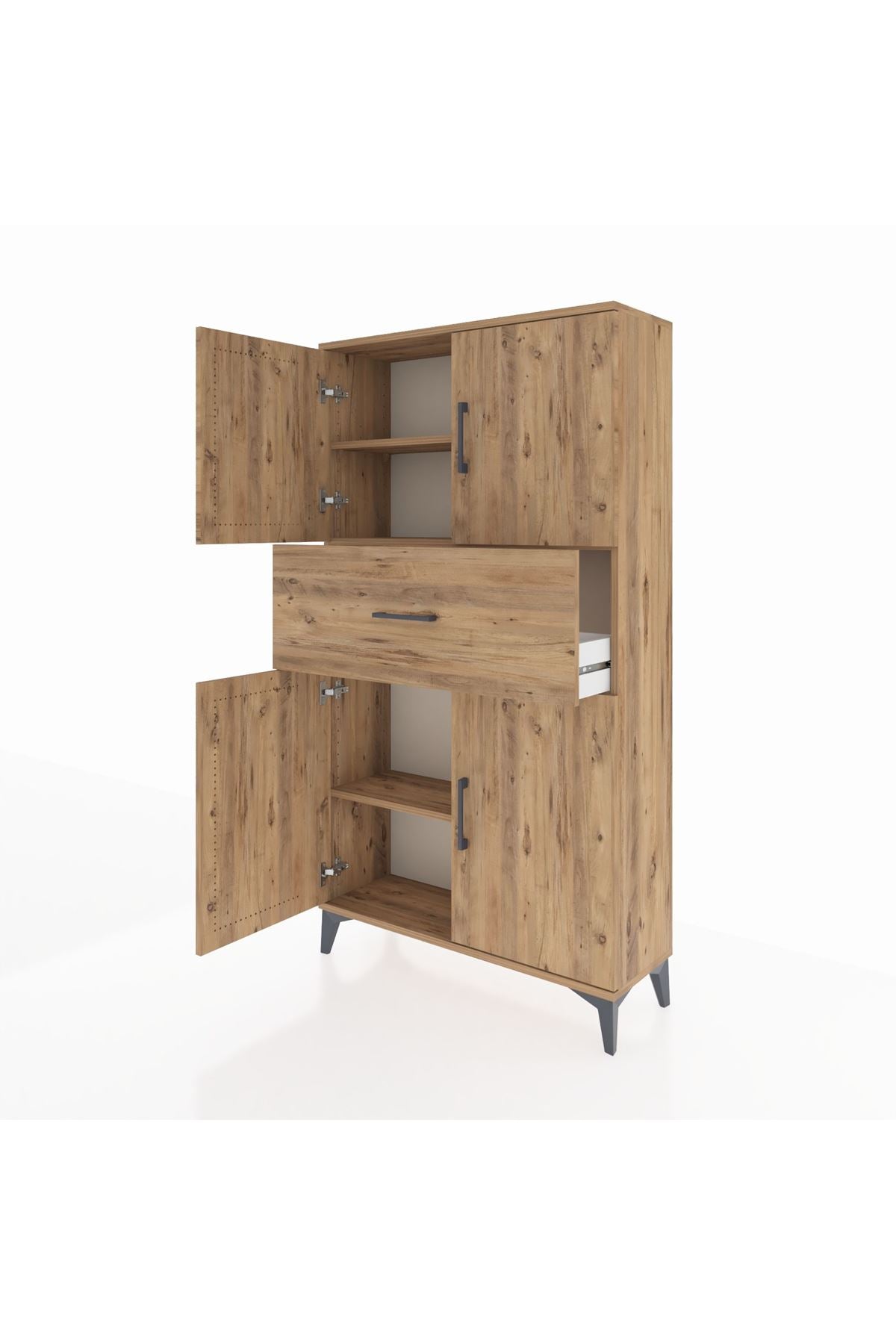 Arges Dolap 3 Raflı Tek Çekmeceli 4 Kapaklı 88x30x163 - S21M166V9A