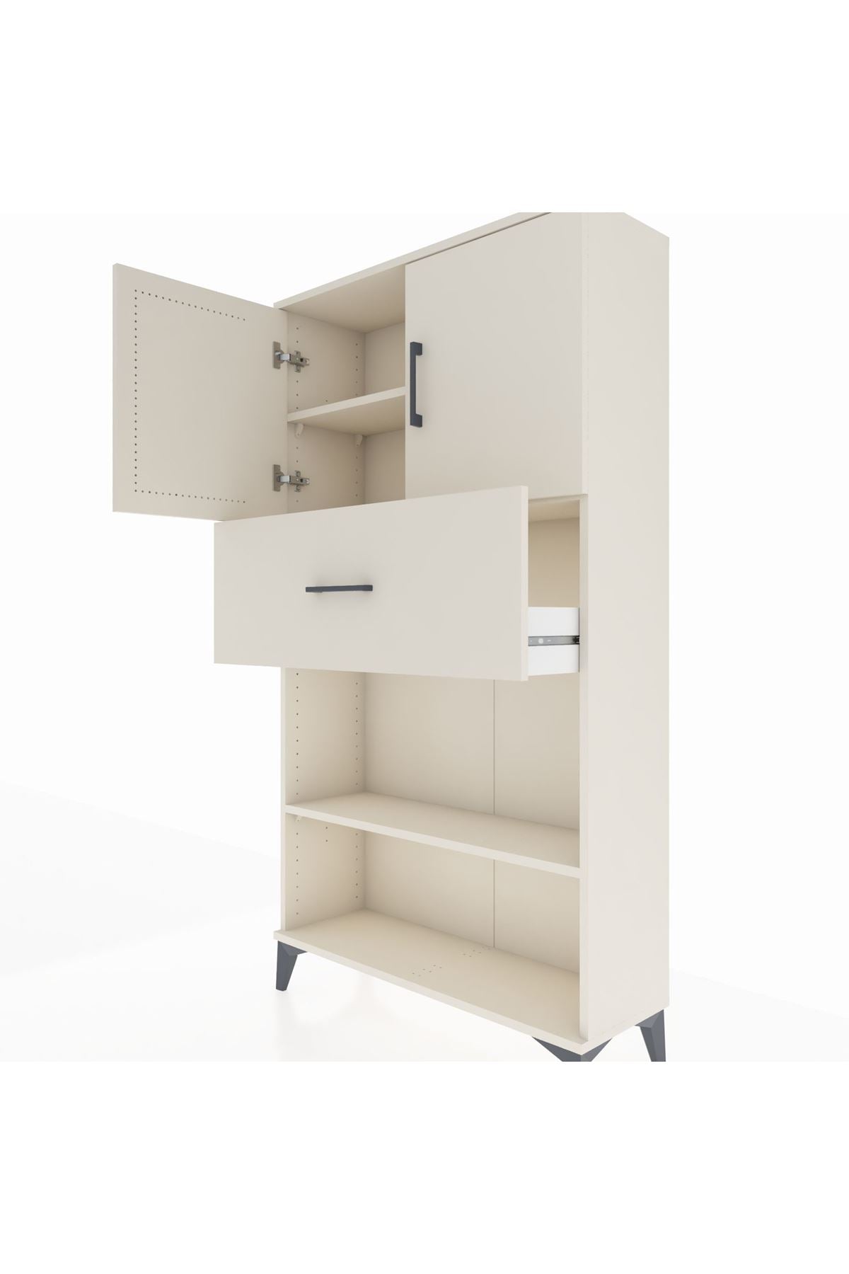 Arges Dolap 3 Raflı Tek Çekmeceli 2 Kapaklı 88x30x163 - S21M168V1A
