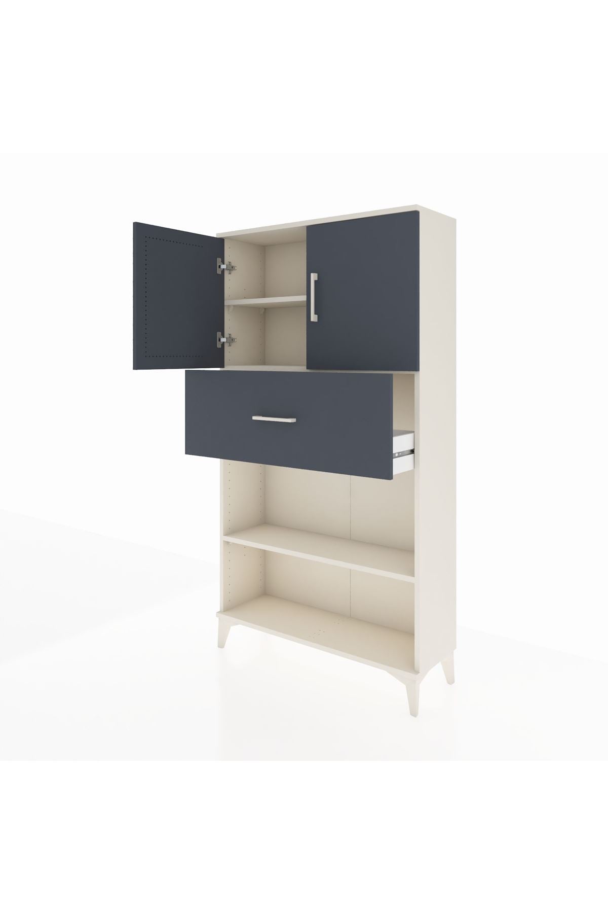 Arges Dolap 3 Raflı Tek Çekmeceli 2 Kapaklı 88x30x163 - S21M168V2A