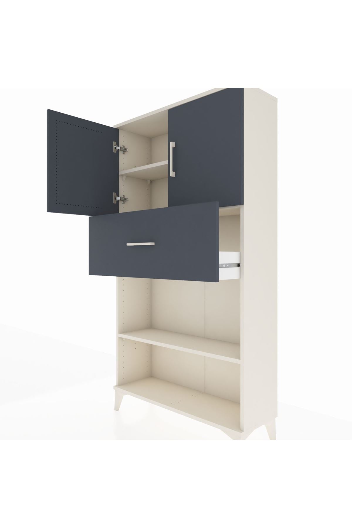 Arges Dolap 3 Raflı Tek Çekmeceli 2 Kapaklı 88x30x163 - S21M168V2A