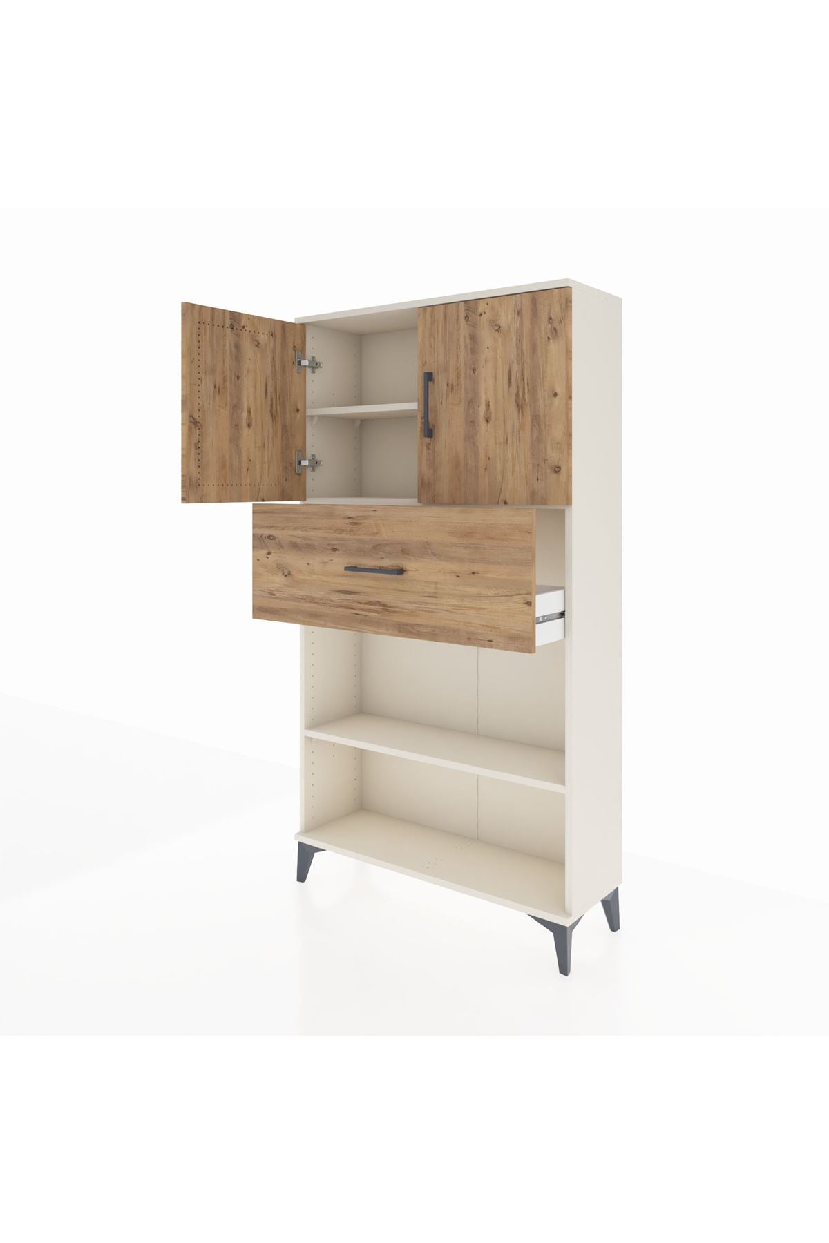 Arges Dolap 3 Raflı Tek Çekmeceli 2 Kapaklı 88x30x163 - S21M168V3A