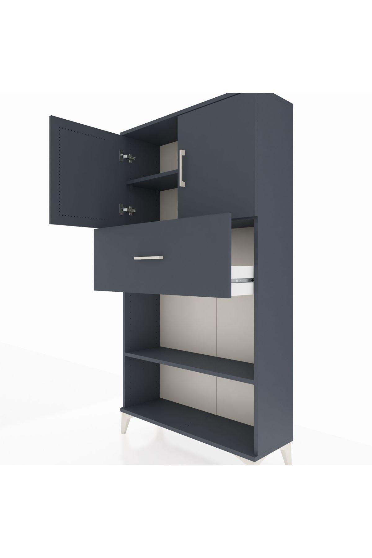 Arges Dolap 3 Raflı Tek Çekmeceli 2 Kapaklı 88x30x163 - S21M168V5A