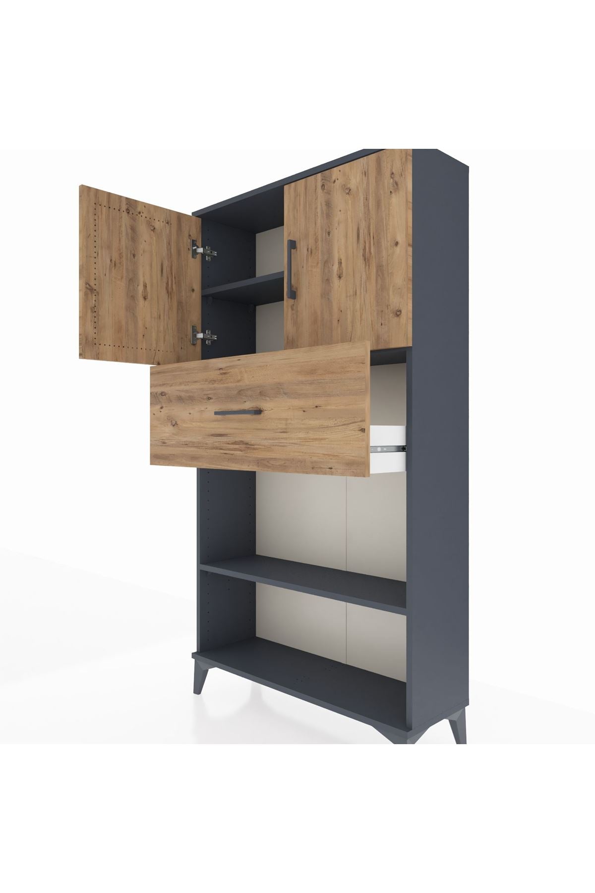 Arges Dolap 3 Raflı Tek Çekmeceli 2 Kapaklı 88x30x163 - S21M168V6A