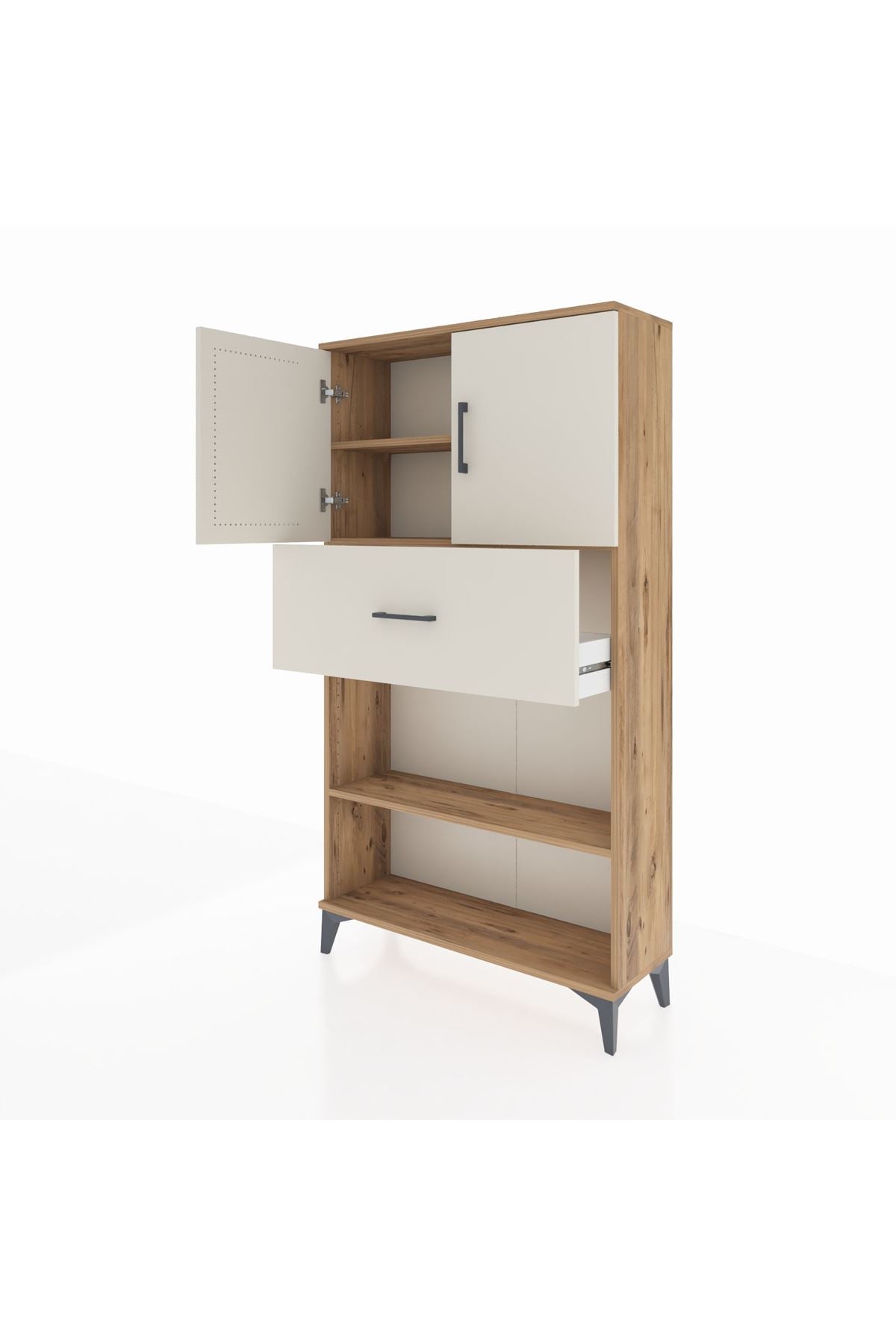 Arges Dolap 3 Raflı Tek Çekmeceli 2 Kapaklı 88x30x163 - S21M168V7A