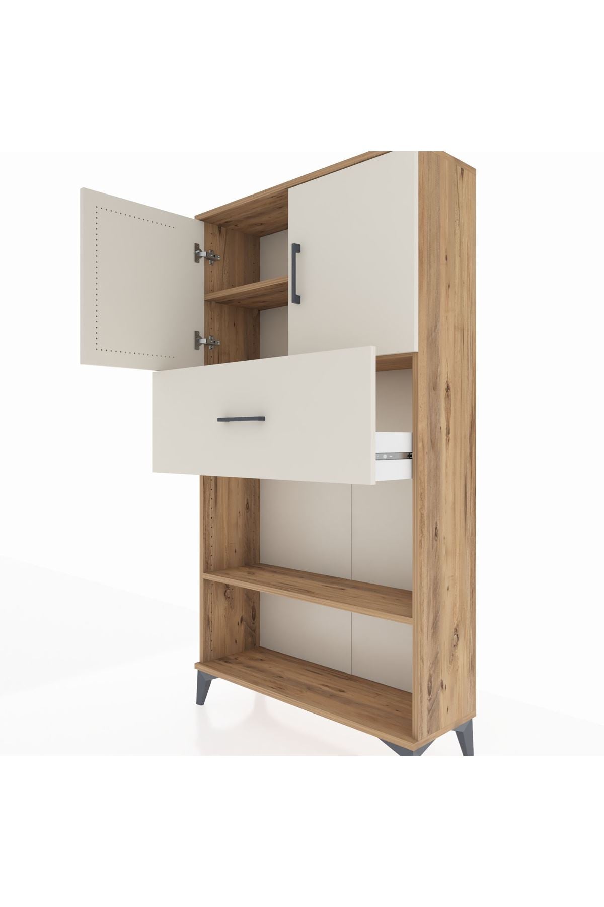 Arges Dolap 3 Raflı Tek Çekmeceli 2 Kapaklı 88x30x163 - S21M168V7A