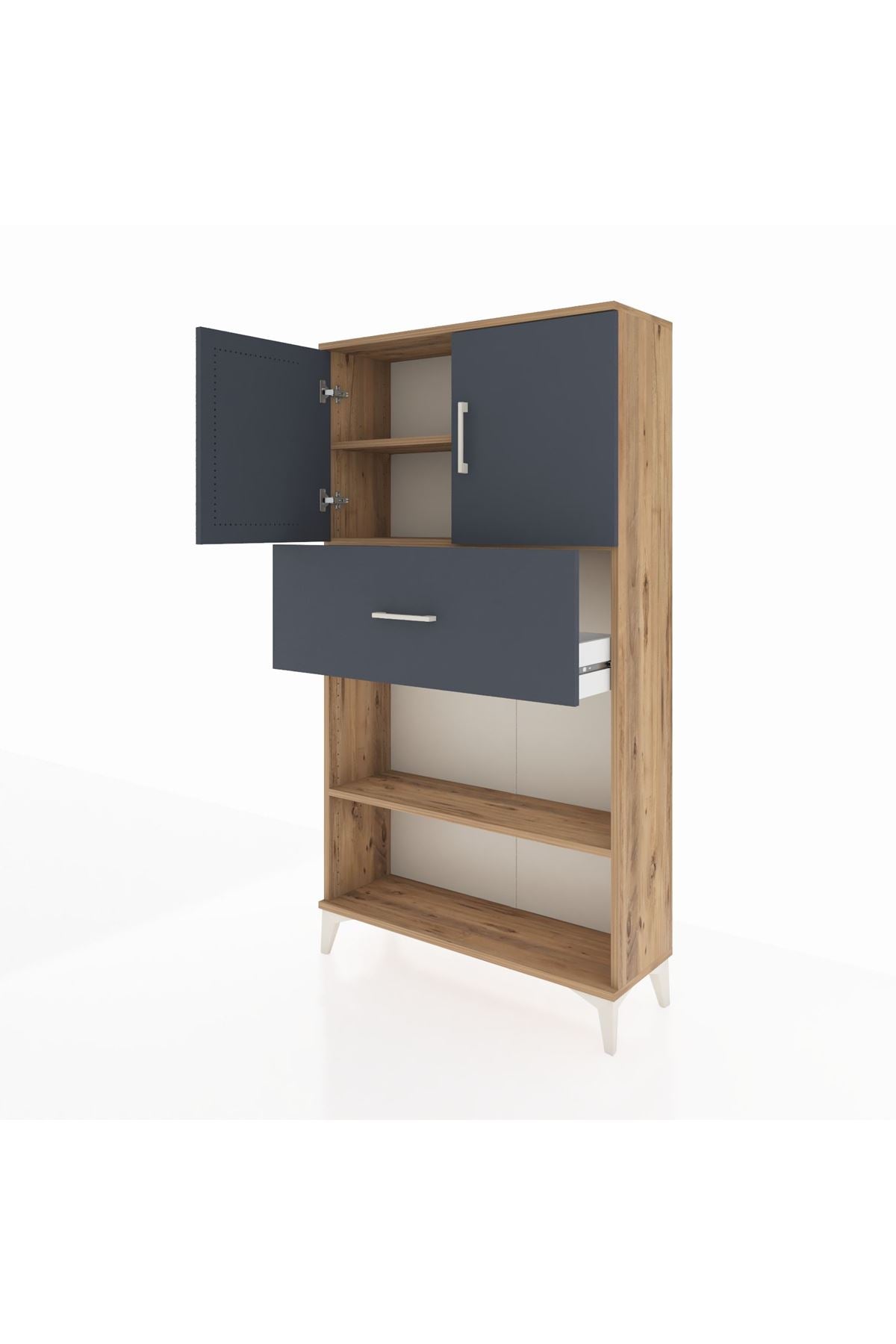 Arges Dolap 3 Raflı Tek Çekmeceli 2 Kapaklı 88x30x163 - S21M168V8A